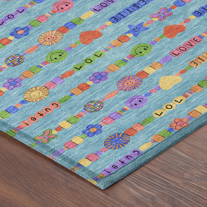 10' X 14' Teal Blue And Beige Geometric Washable Indoor Outdoor Area Rug Homeroots Outdoor