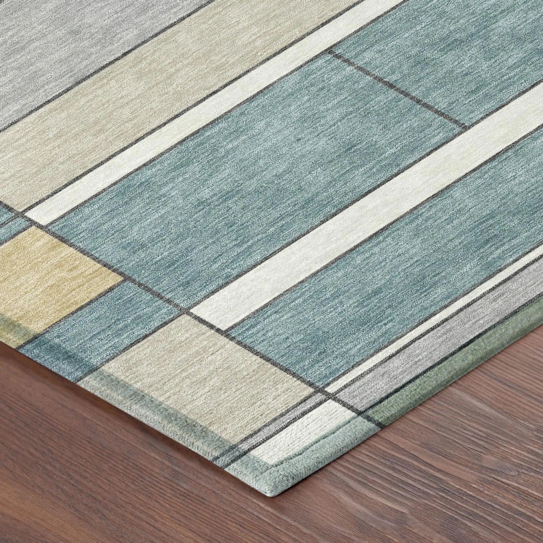 10' X 14' Teal Blue And Beige Geometric Washable Indoor Outdoor Area Rug Homeroots Outdoor