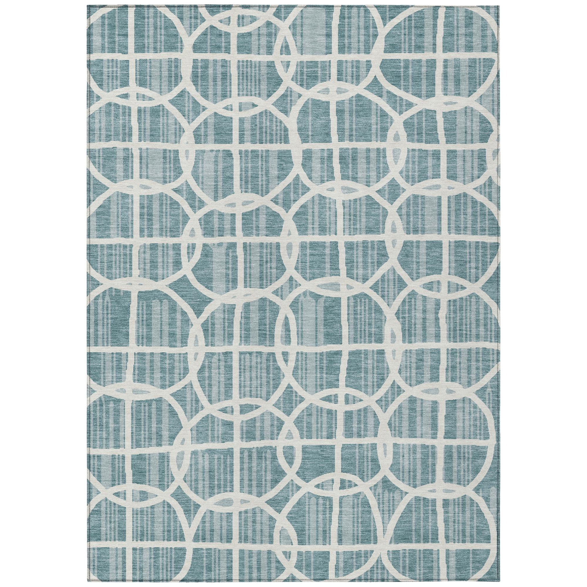10' X 14' Teal Blue And Blue Geometric Washable Indoor Outdoor Area Rug Homeroots Outdoor