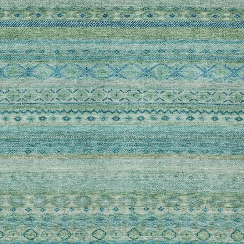 10' X 14' Teal Blue And Blue Striped Washable Indoor Outdoor Area Rug Homeroots Outdoor