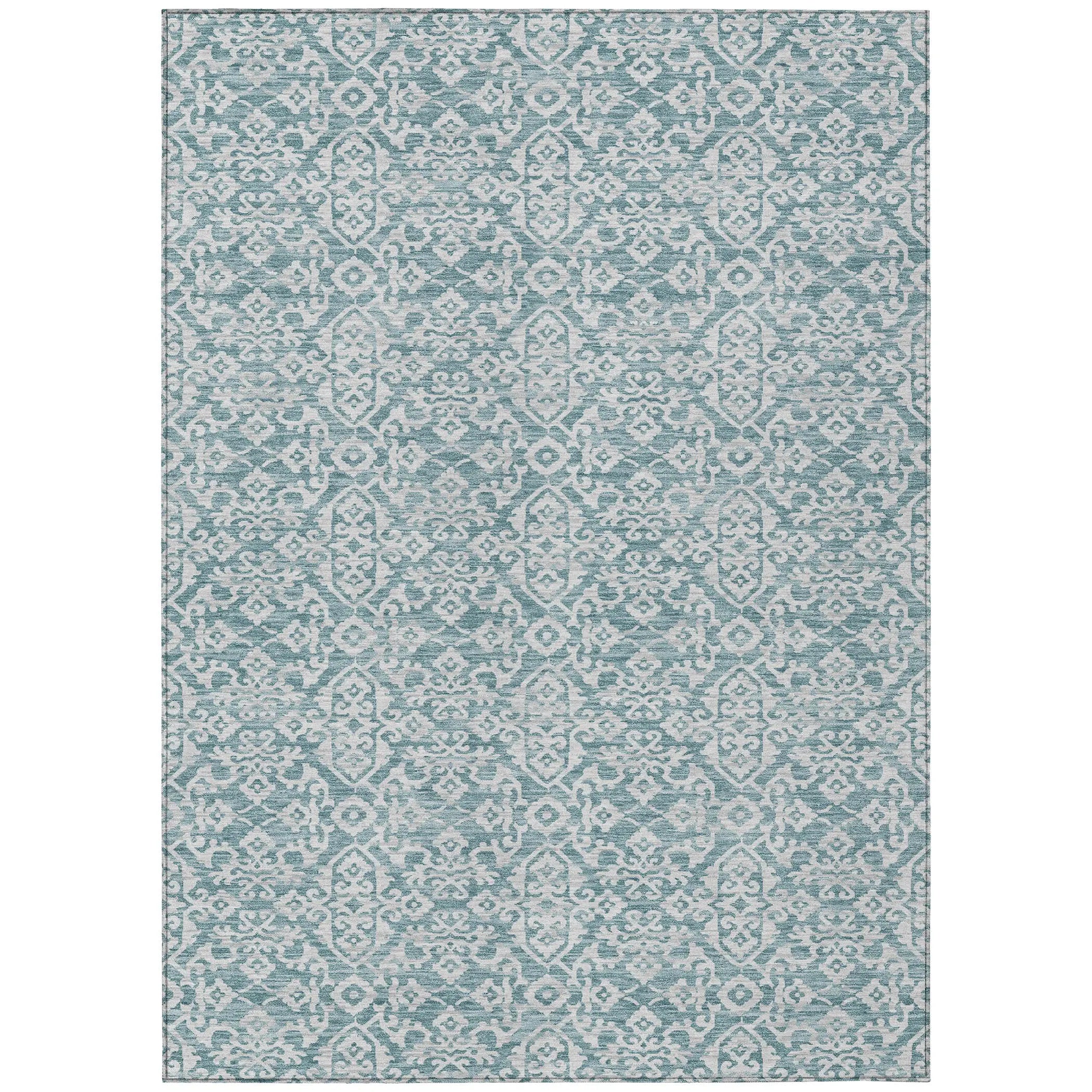 10' X 14' Teal Blue And Brown Oriental Washable Indoor Outdoor Area Rug Homeroots Outdoor
