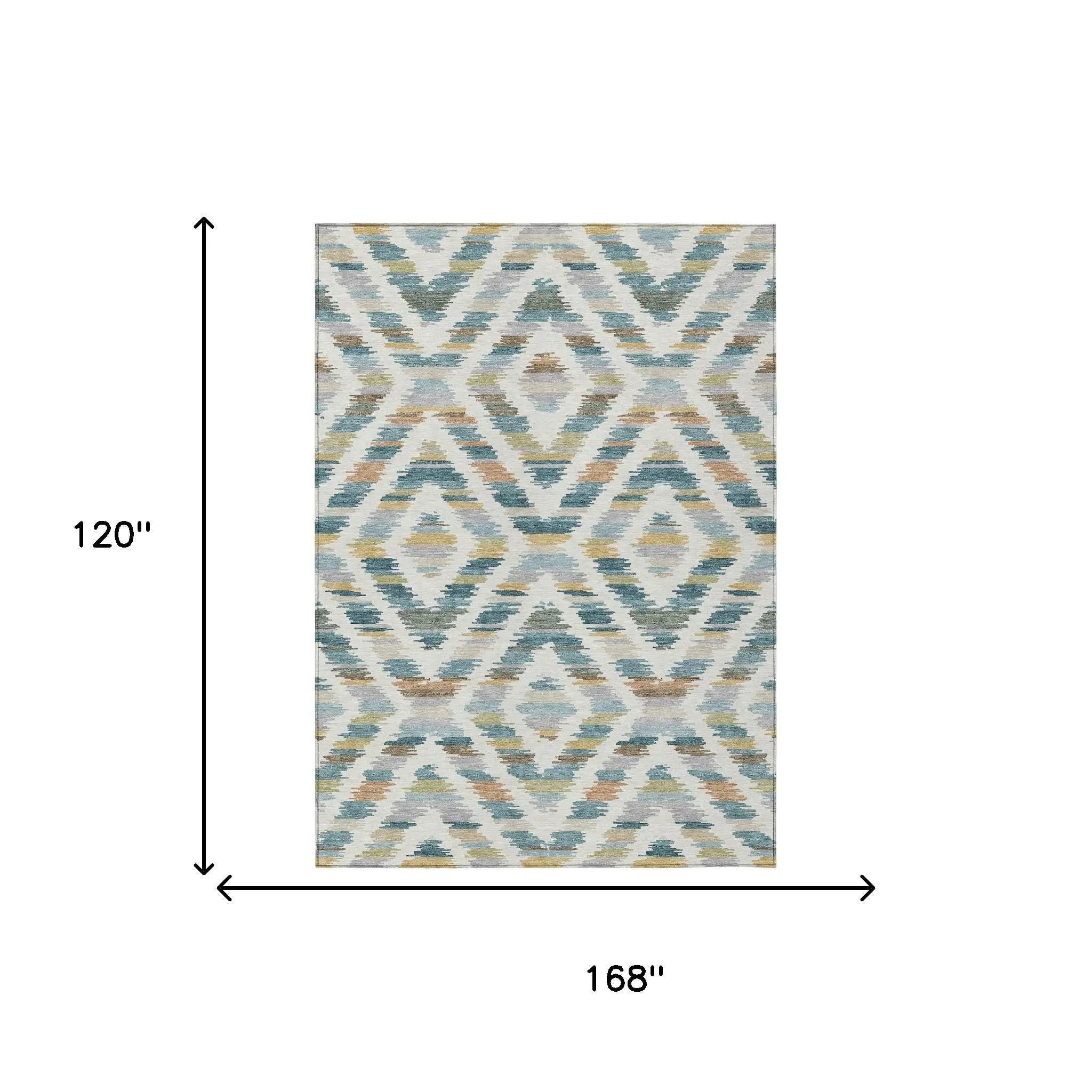 10' X 14' Teal Blue And Copper Tribal Washable Indoor Outdoor Area Rug Homeroots Outdoor