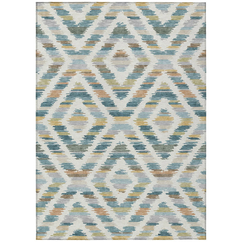 10' X 14' Teal Blue And Copper Tribal Washable Indoor Outdoor Area Rug Homeroots Outdoor