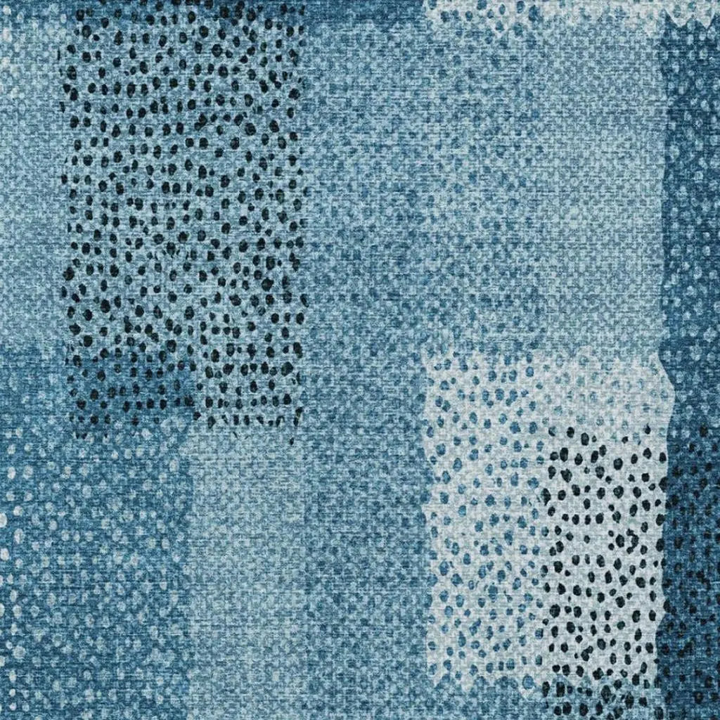 10' X 14' Teal Blue And Denim Blue Abstract Washable Indoor Outdoor Area Rug Homeroots Outdoor