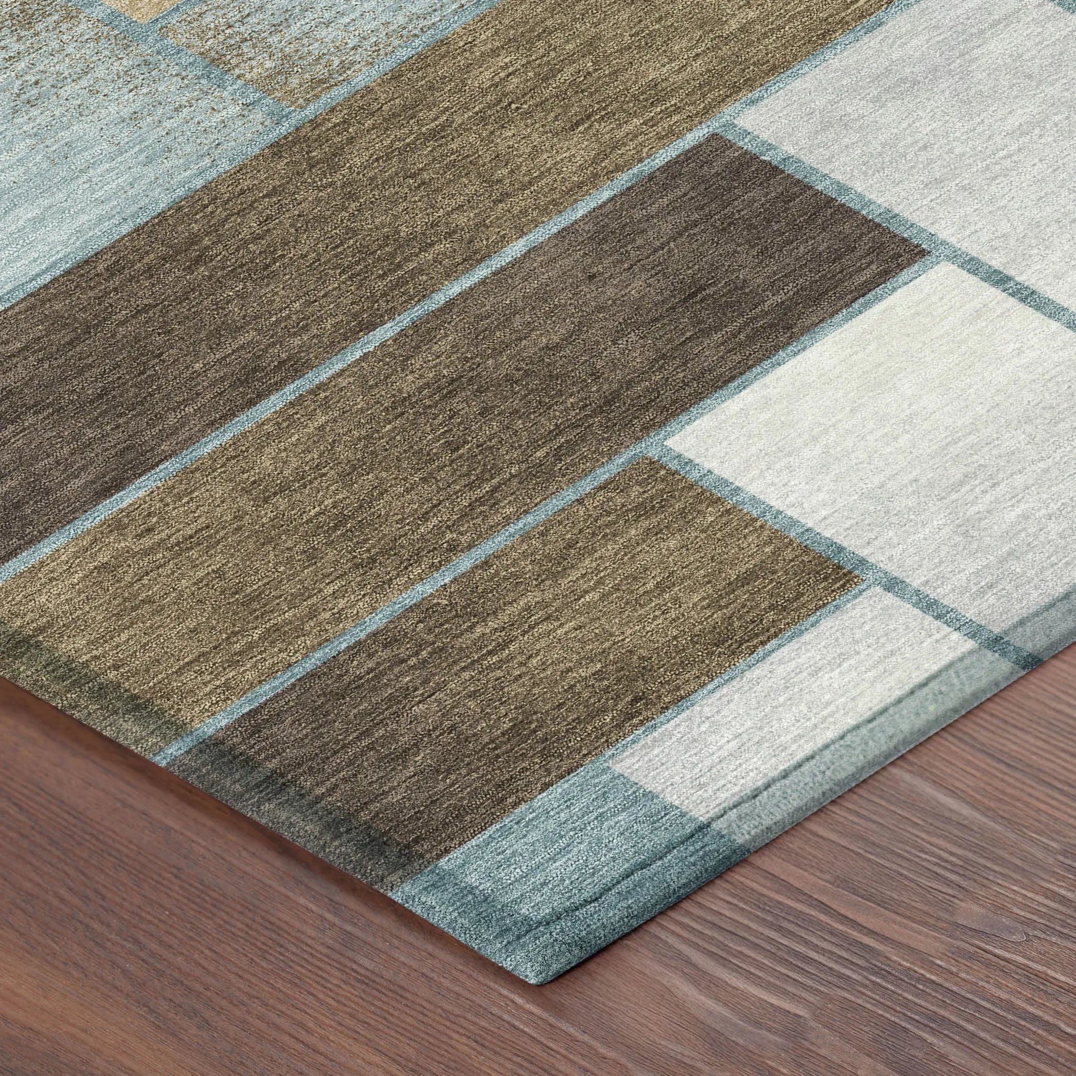 10' X 14' Teal Blue And Gold Geometric Washable Indoor Outdoor Area Rug Homeroots Outdoor