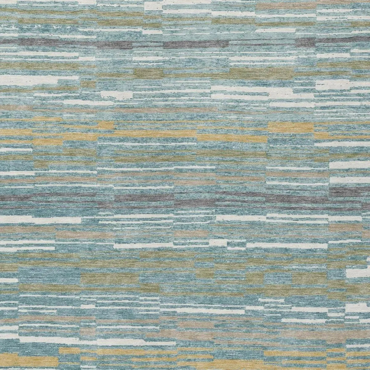 10' X 14' Teal Blue And Gold Striped Washable Indoor Outdoor Area Rug Homeroots Outdoor
