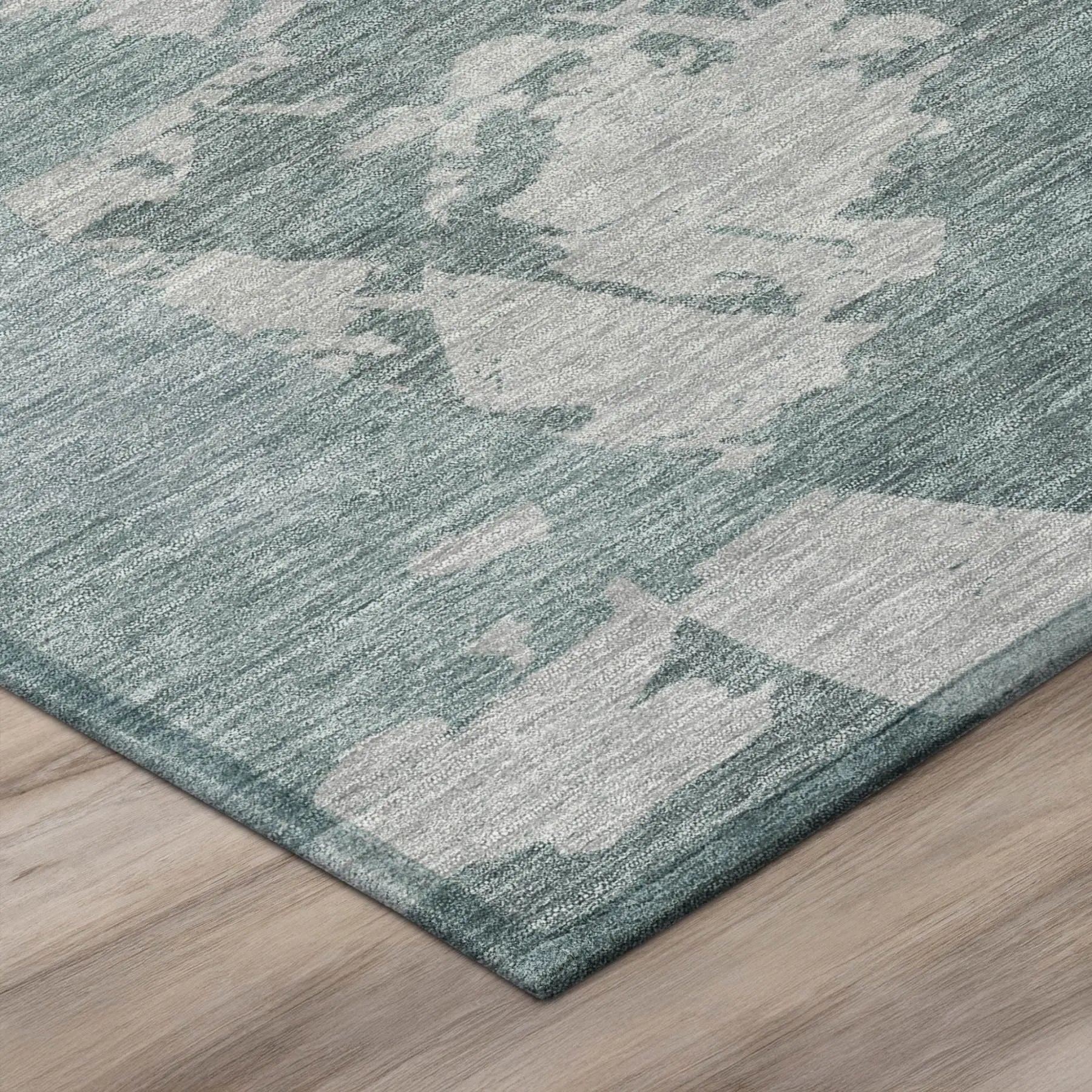 10' X 14' Teal Blue And Graphite Abstract Washable Indoor Outdoor Area Rug Homeroots Outdoor