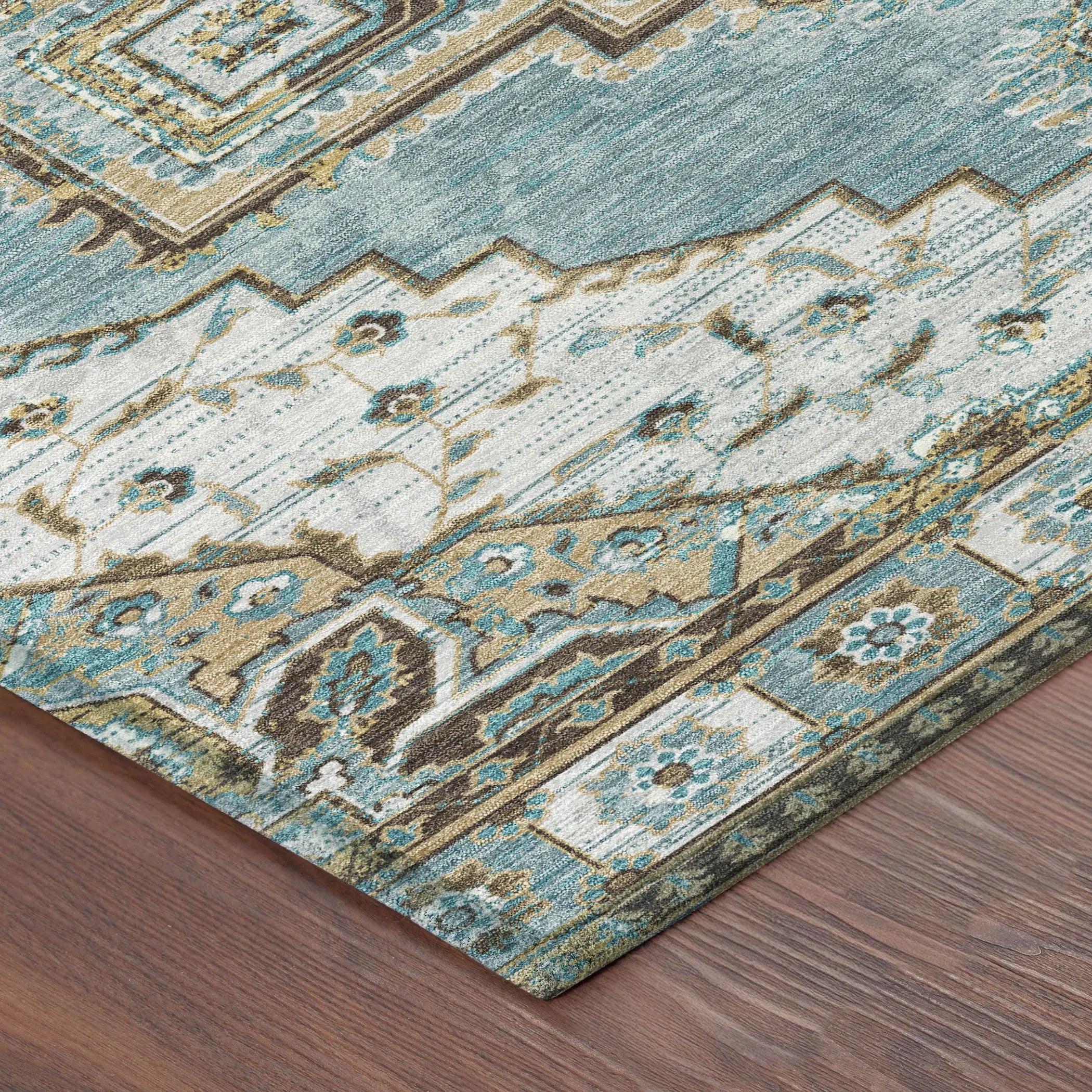 10' X 14' Teal Blue And Graphite Oriental Washable Indoor Outdoor Area Rug Homeroots Outdoor
