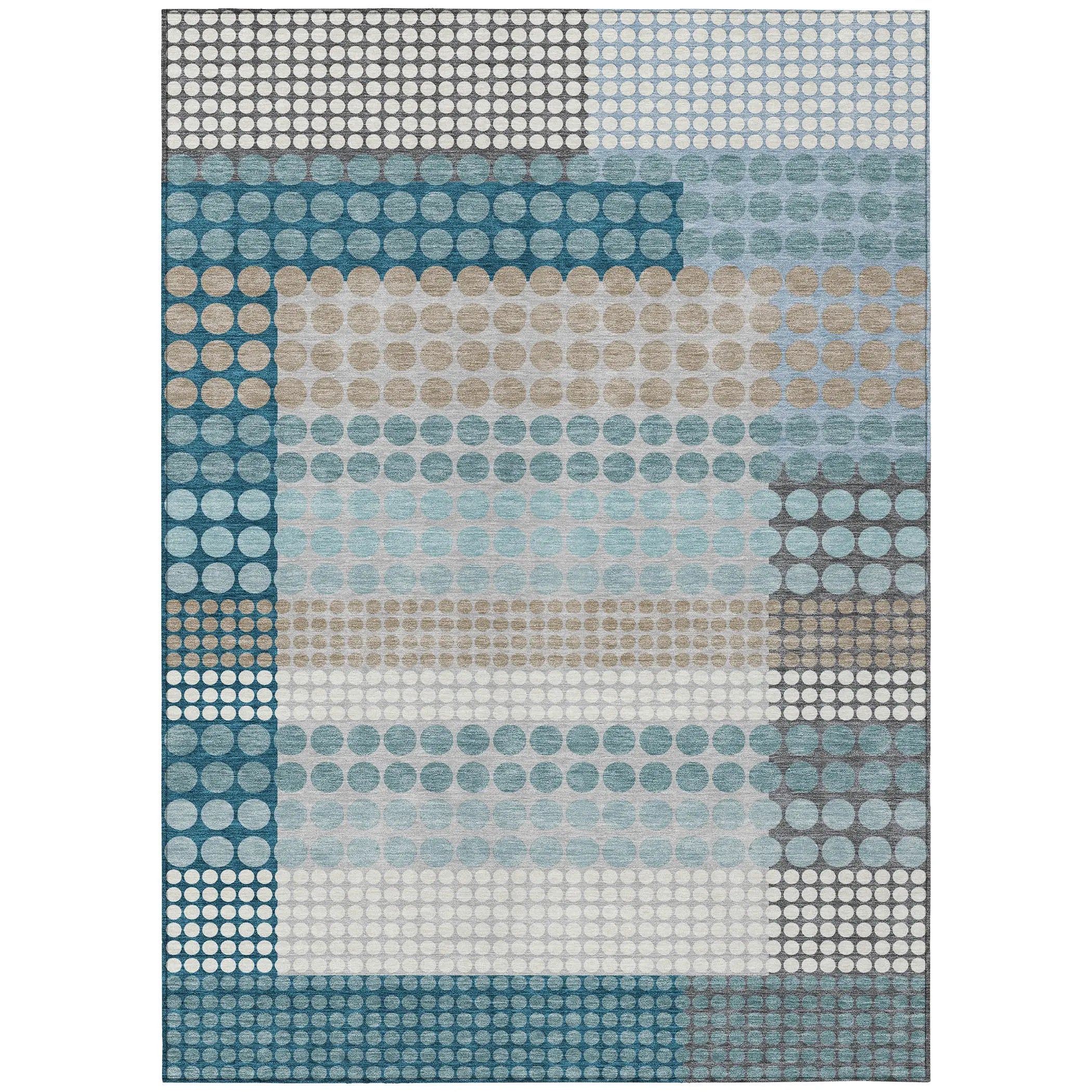 10' X 14' Teal Blue And Gray Geometric Washable Indoor Outdoor Area Rug Homeroots Outdoor