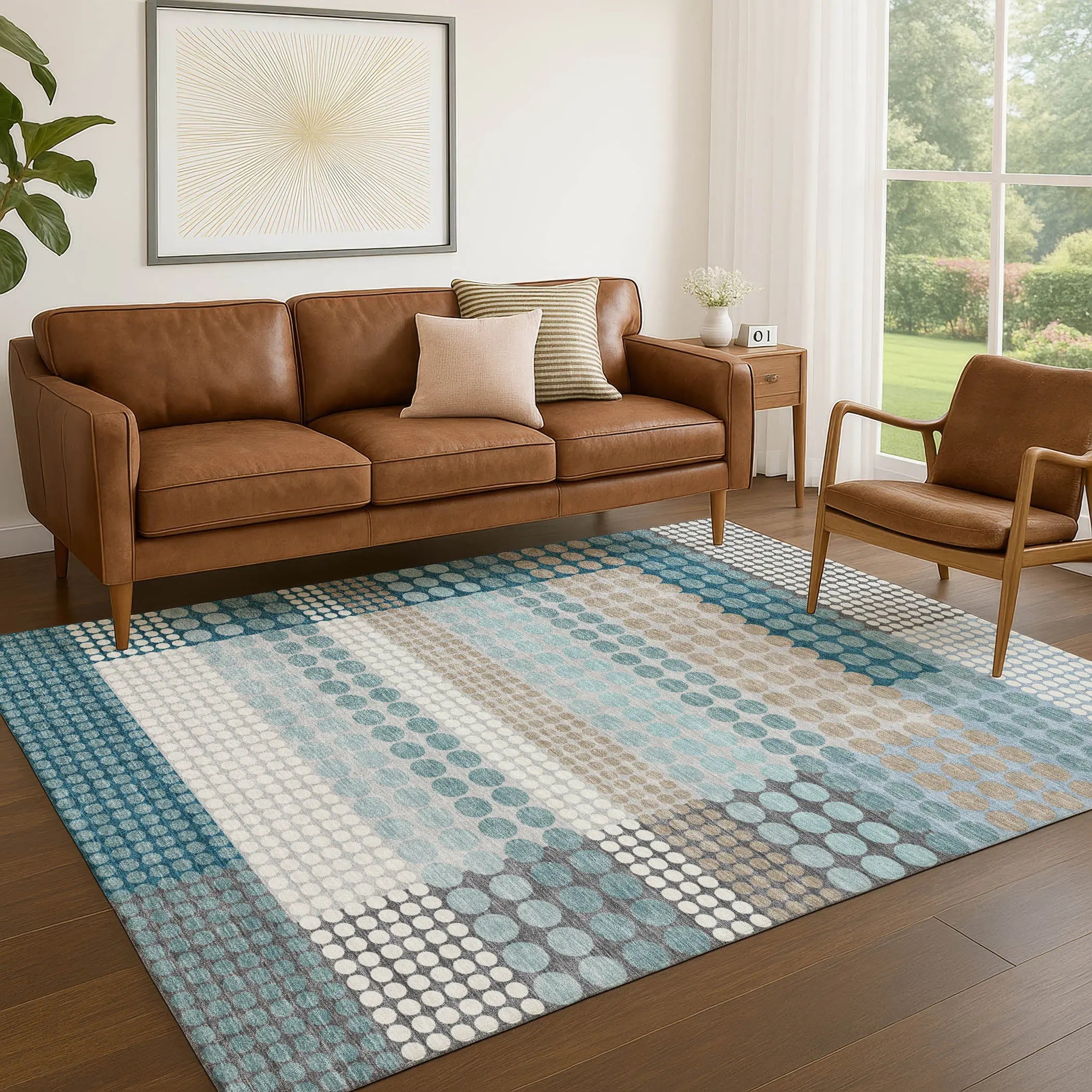 10' X 14' Teal Blue And Gray Geometric Washable Indoor Outdoor Area Rug Homeroots Outdoor