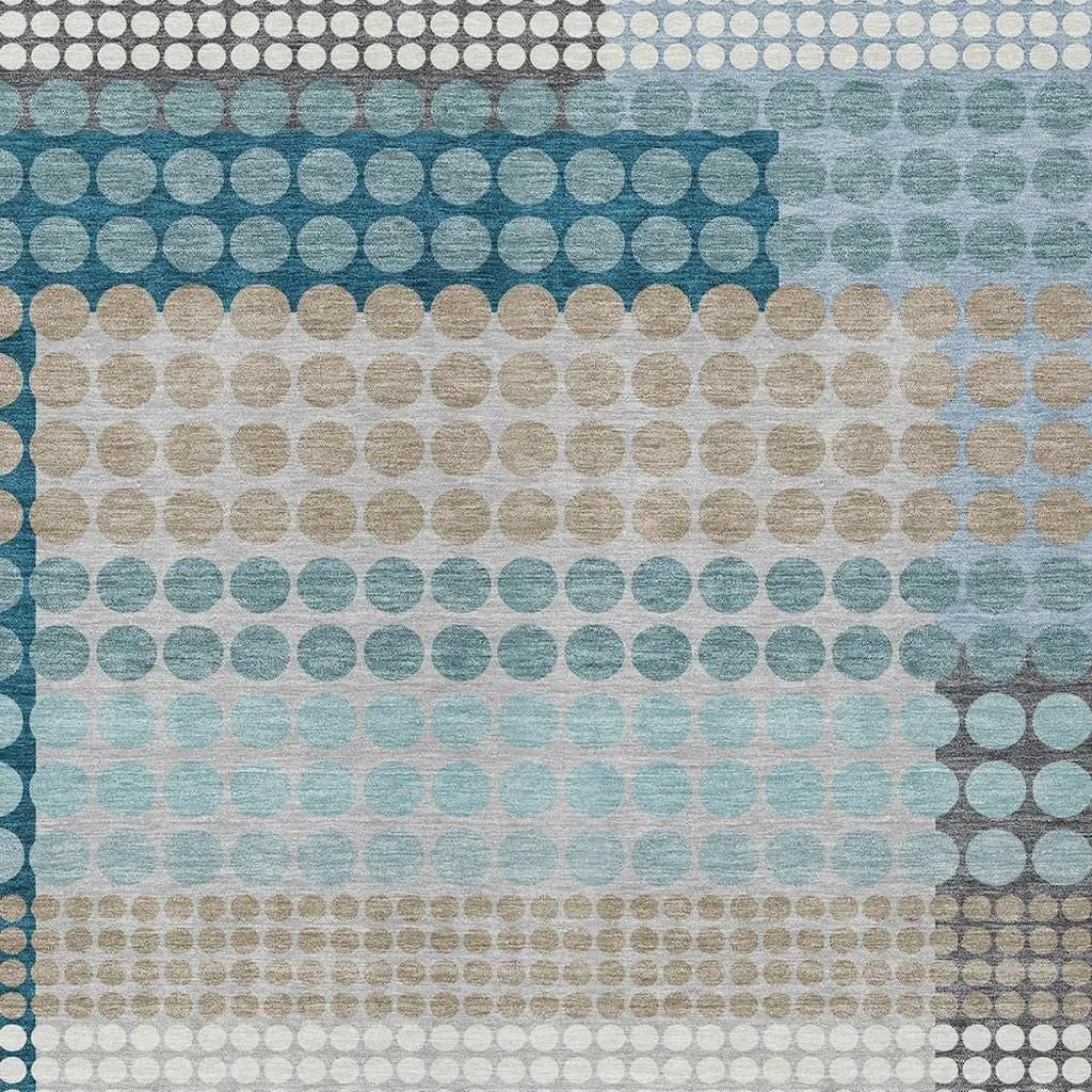 10' X 14' Teal Blue And Gray Geometric Washable Indoor Outdoor Area Rug Homeroots Outdoor