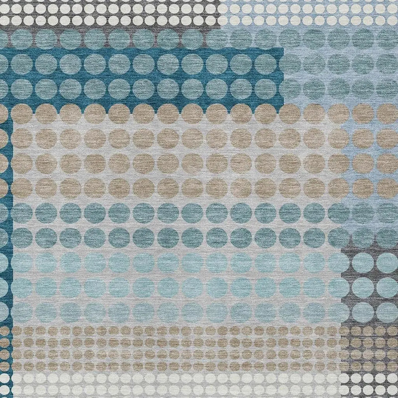 10' X 14' Teal Blue And Gray Geometric Washable Indoor Outdoor Area Rug Homeroots Outdoor