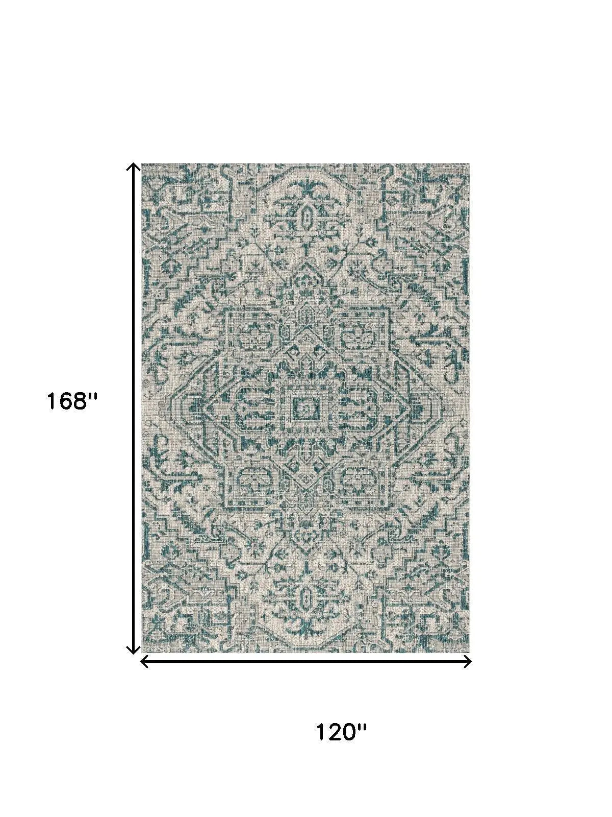 10' X 14' Teal Blue And Gray Medallion Indoor Outdoor Area Rug Homeroots Outdoor