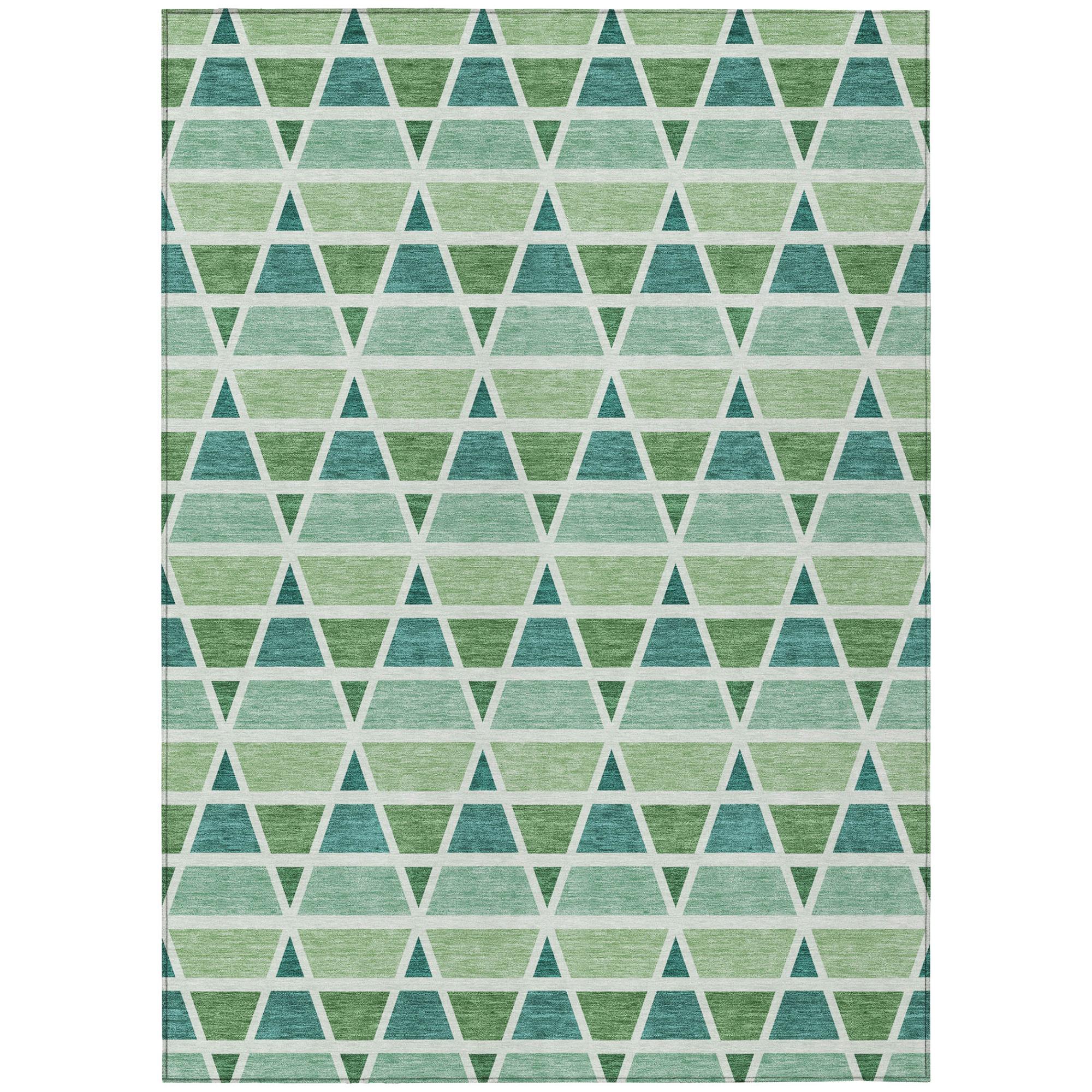 10' X 14' Teal Blue And Green Geometric Washable Indoor Outdoor Area Rug Homeroots Outdoor