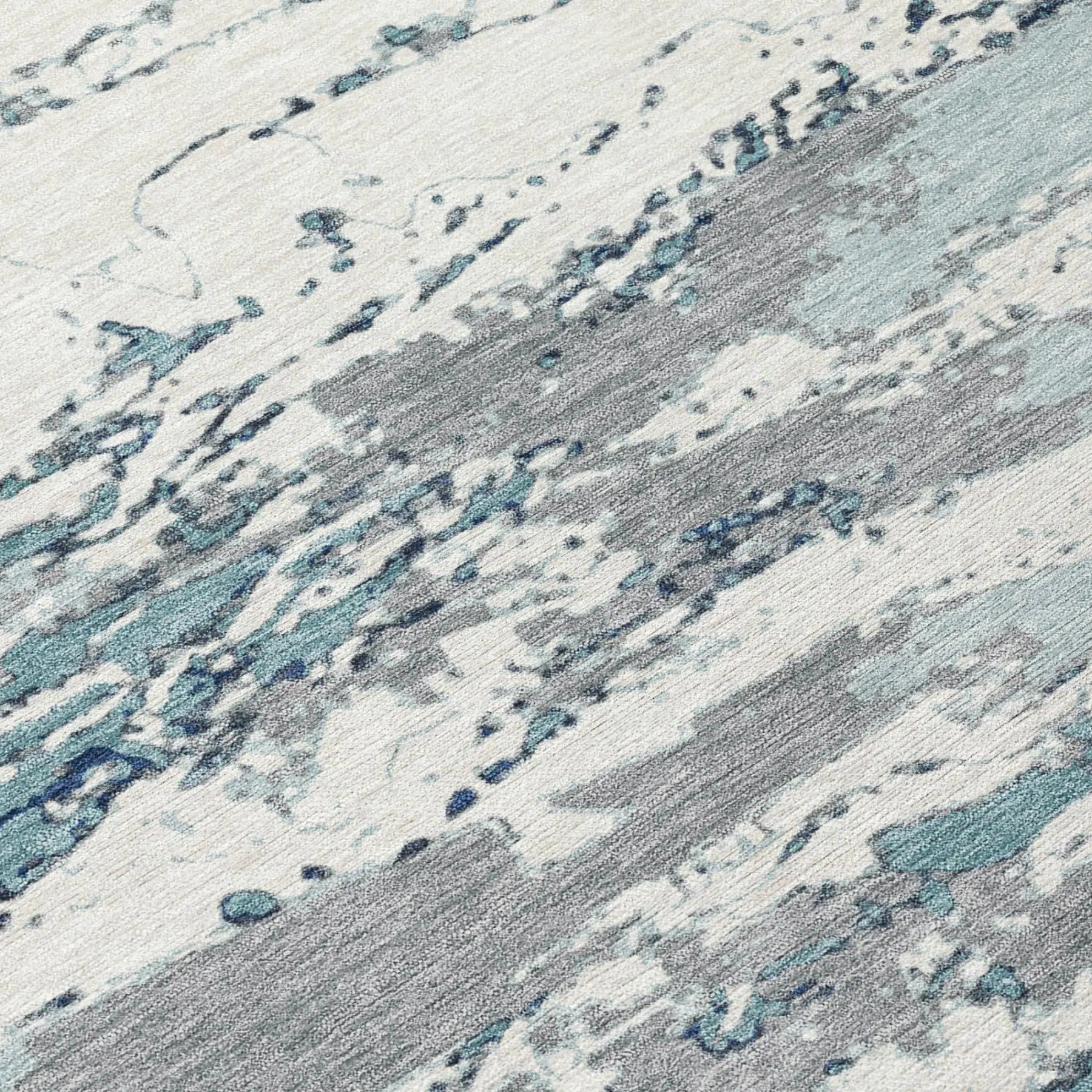 10' X 14' Teal Blue And Ivory Abstract Washable Indoor Outdoor Area Rug Homeroots Outdoor