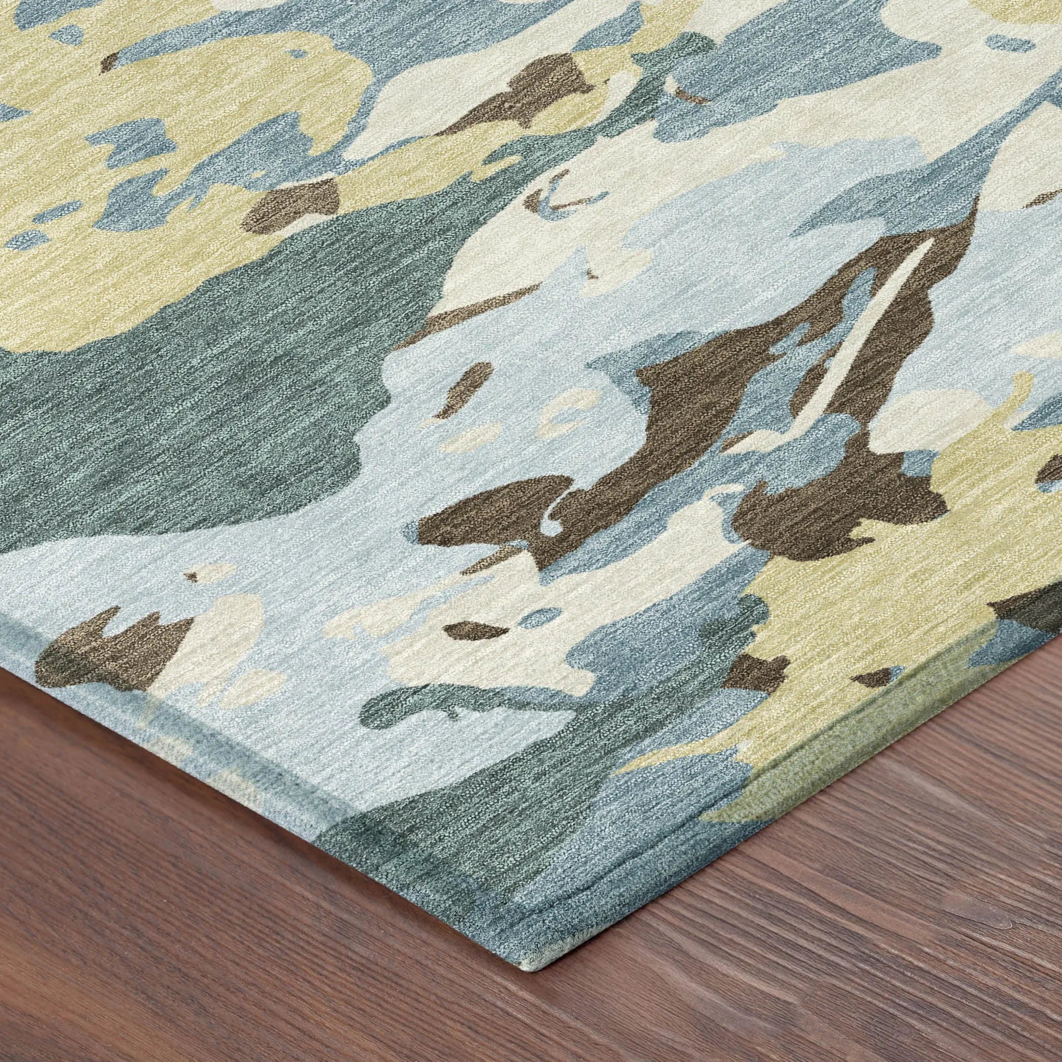 10' X 14' Teal Blue And Ivory Abstract Washable Indoor Outdoor Area Rug Homeroots Outdoor