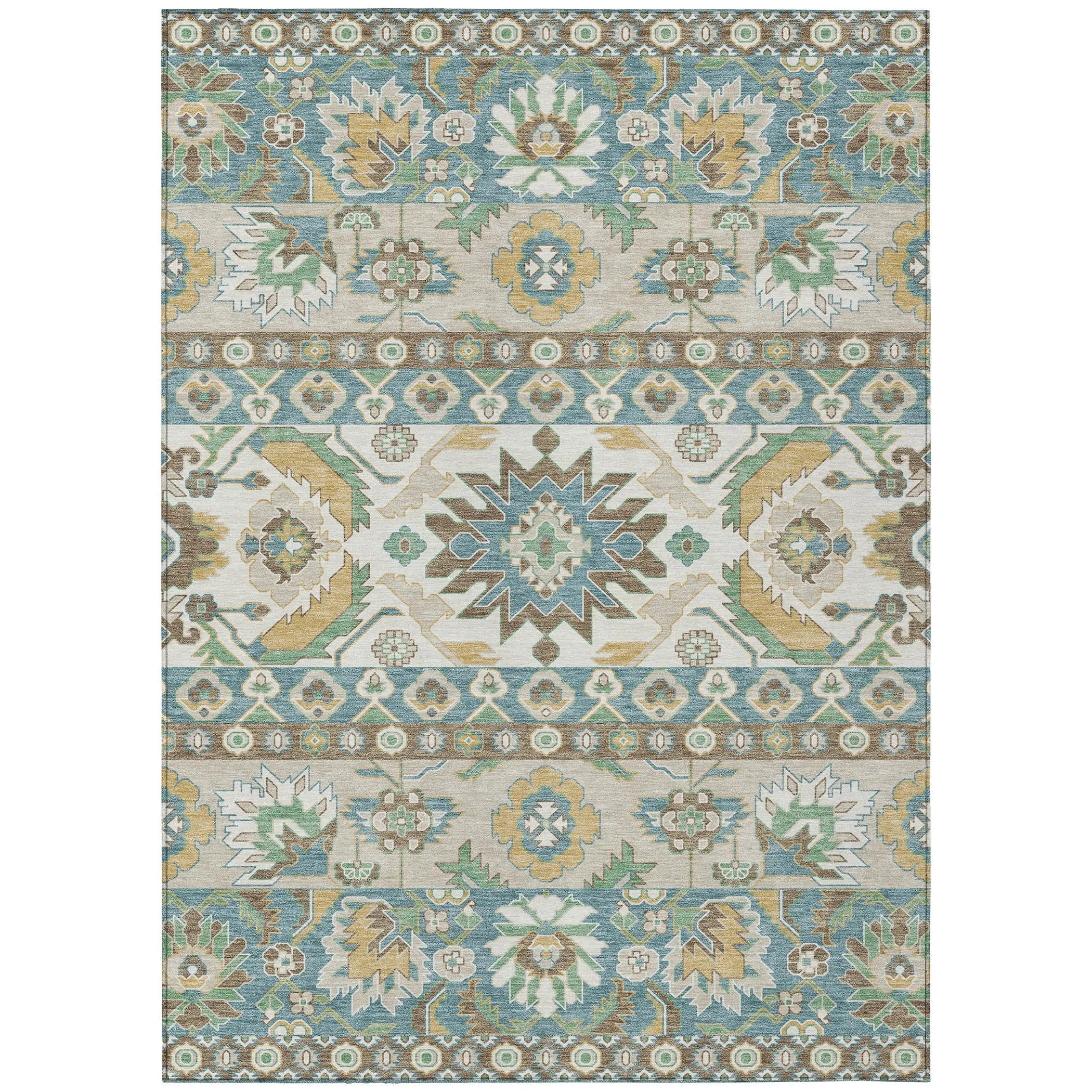 10' X 14' Teal Blue And Ivory Cactus Washable Indoor Outdoor Area Rug Homeroots Outdoor