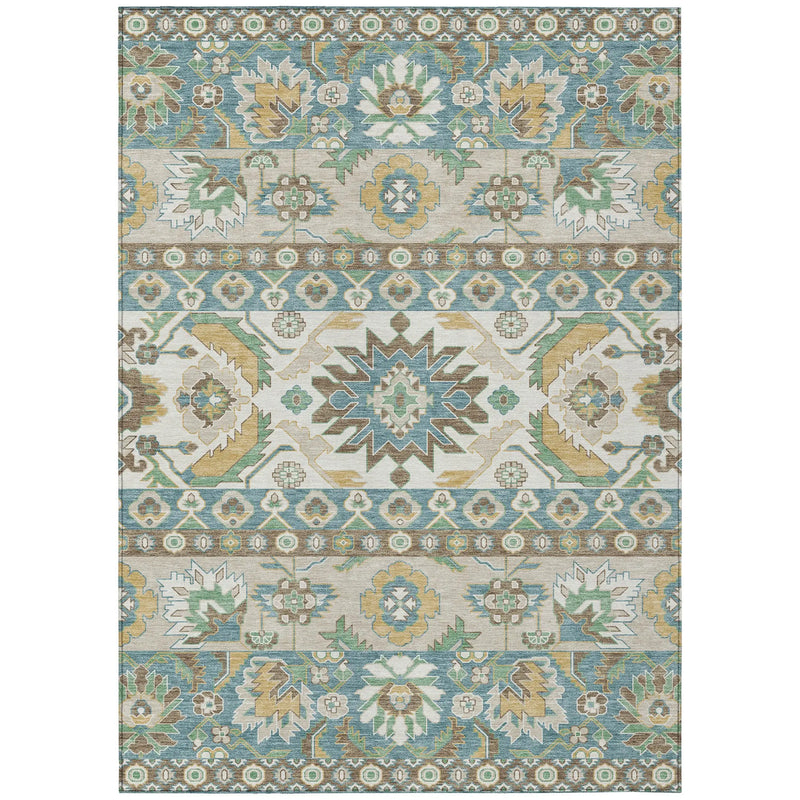 10' X 14' Teal Blue And Ivory Cactus Washable Indoor Outdoor Area Rug Homeroots Outdoor