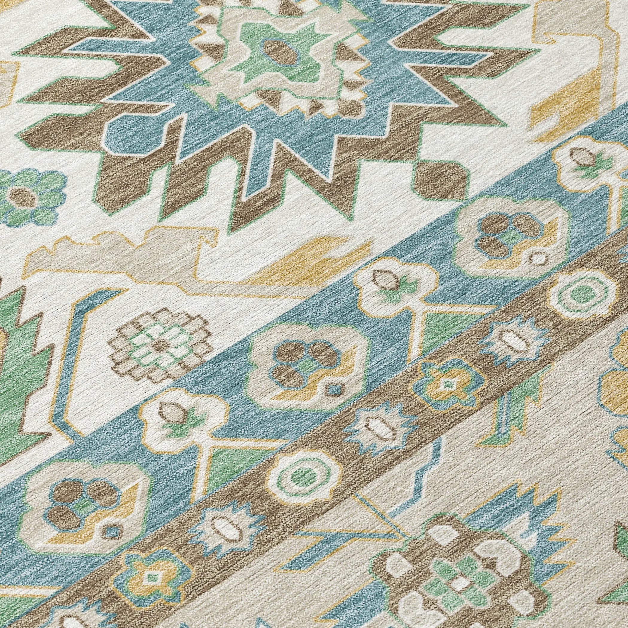 10' X 14' Teal Blue And Ivory Cactus Washable Indoor Outdoor Area Rug Homeroots Outdoor