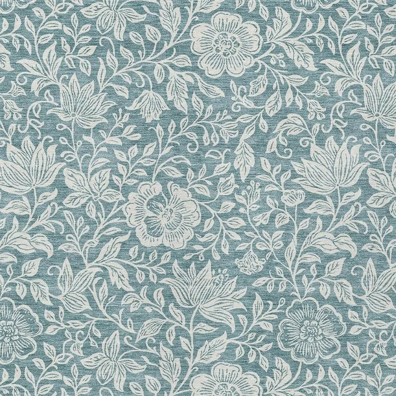 10' X 14' Teal Blue And Ivory Floral Washable Indoor Outdoor Area Rug Homeroots Outdoor