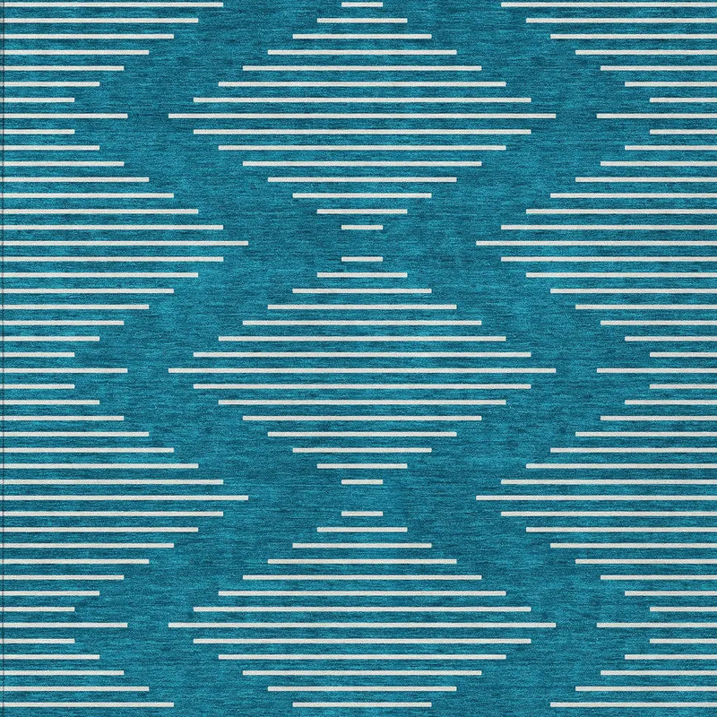 10' X 14' Teal Blue And Ivory Geometric Washable Indoor Outdoor Area Rug Homeroots Outdoor