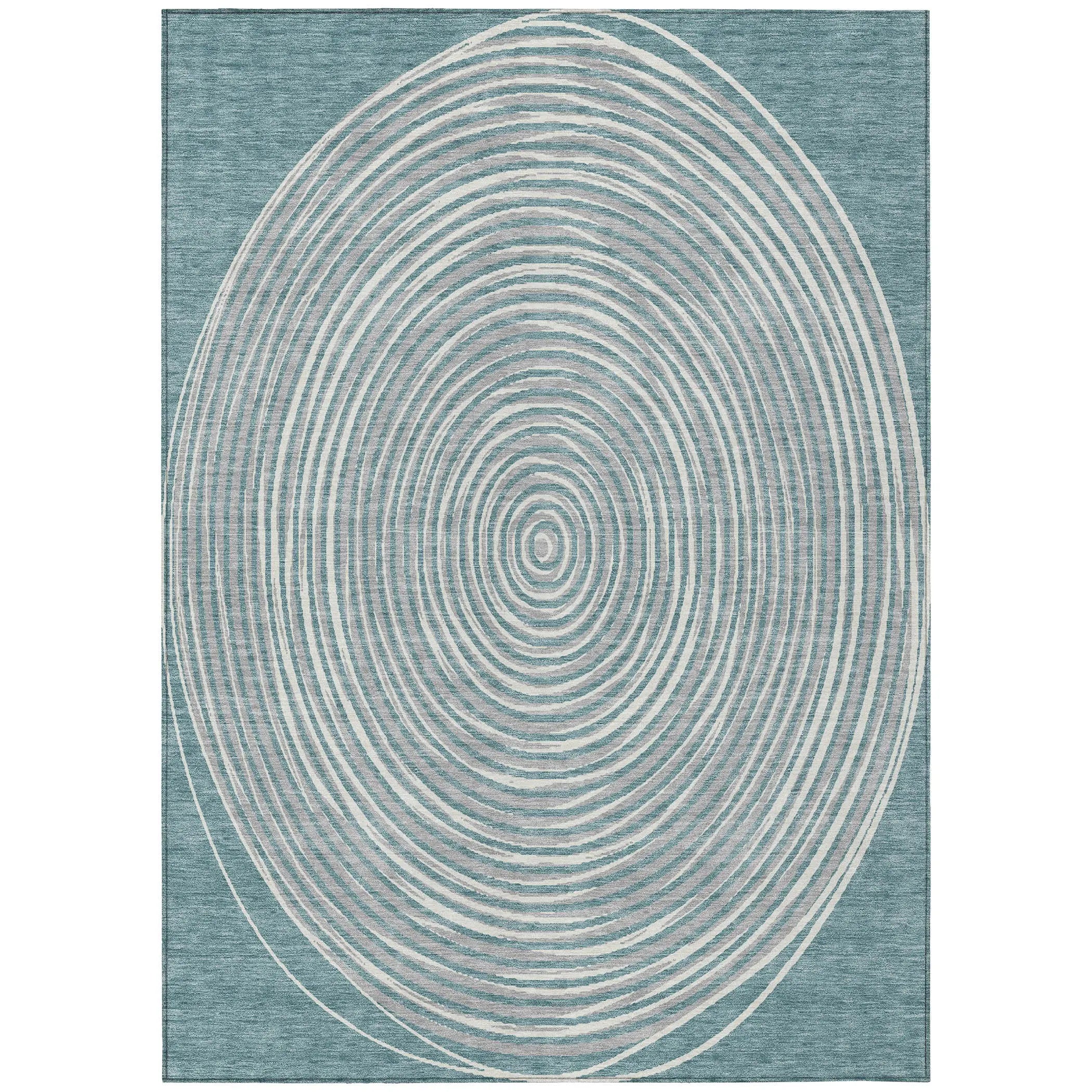 10' X 14' Teal Blue And Ivory Geometric Washable Indoor Outdoor Area Rug Homeroots Outdoor