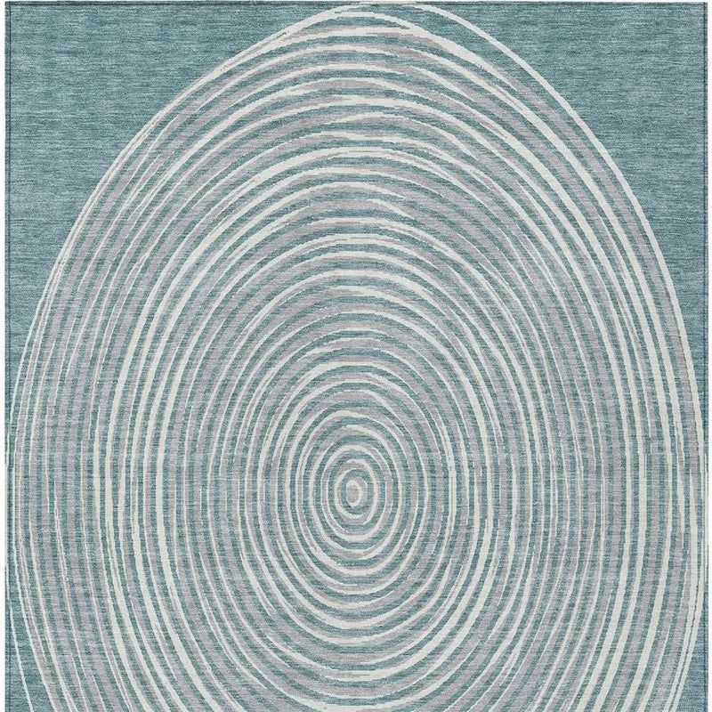 10' X 14' Teal Blue And Ivory Geometric Washable Indoor Outdoor Area Rug Homeroots Outdoor