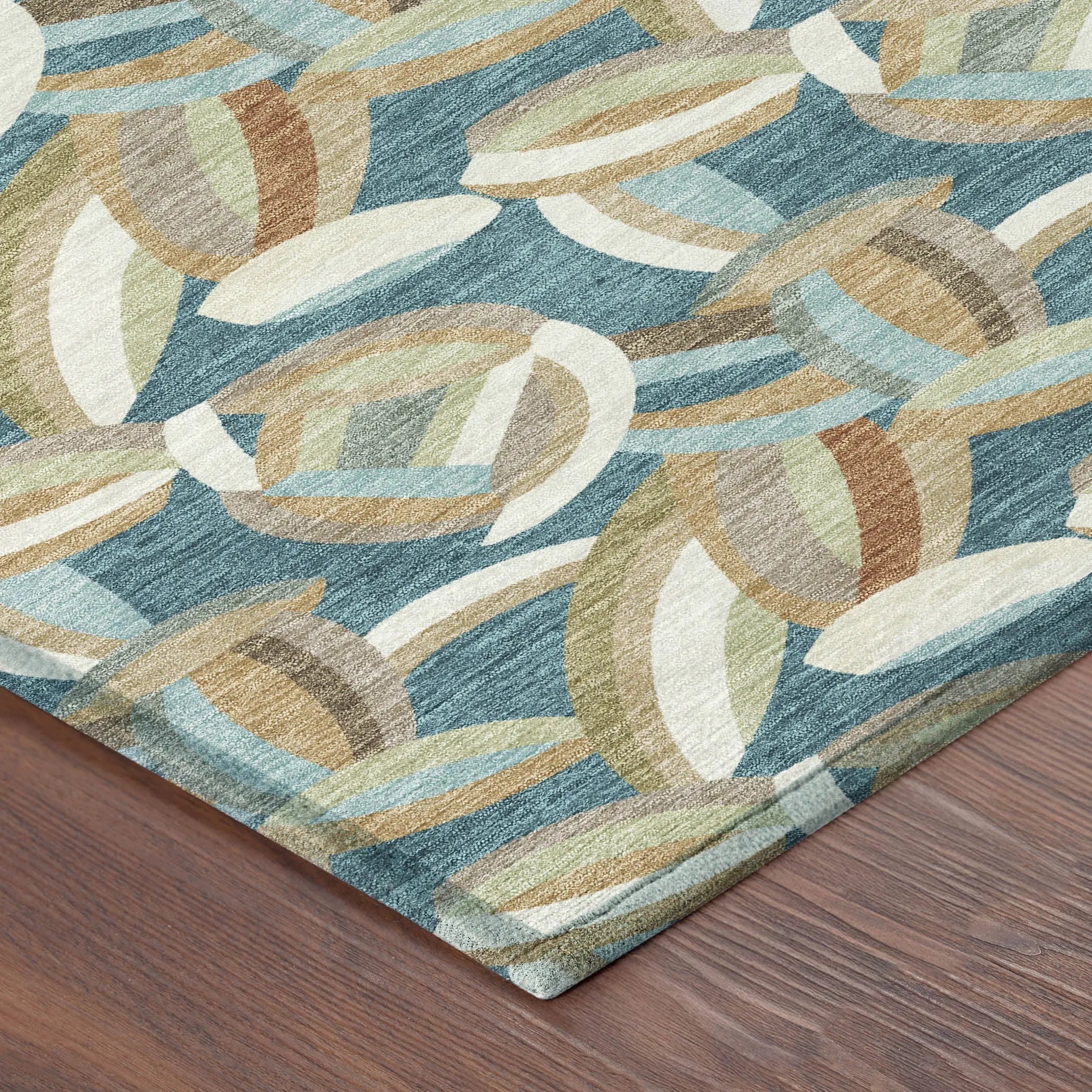 10' X 14' Teal Blue And Orange Abstract Washable Indoor Outdoor Area Rug Homeroots Outdoor