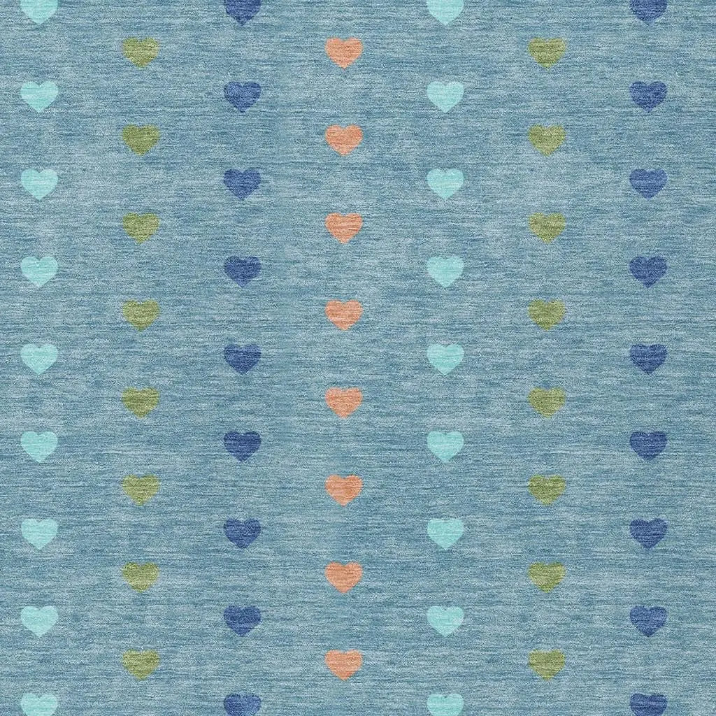 10' X 14' Teal Blue And Peach Geometric Washable Indoor Outdoor Area Rug Homeroots Outdoor