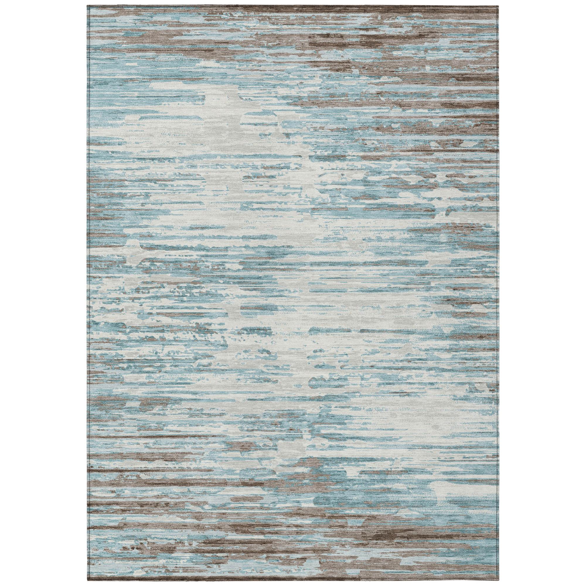 10' X 14' Teal Blue And Pewter Abstract Washable Indoor Outdoor Area Rug Homeroots Outdoor