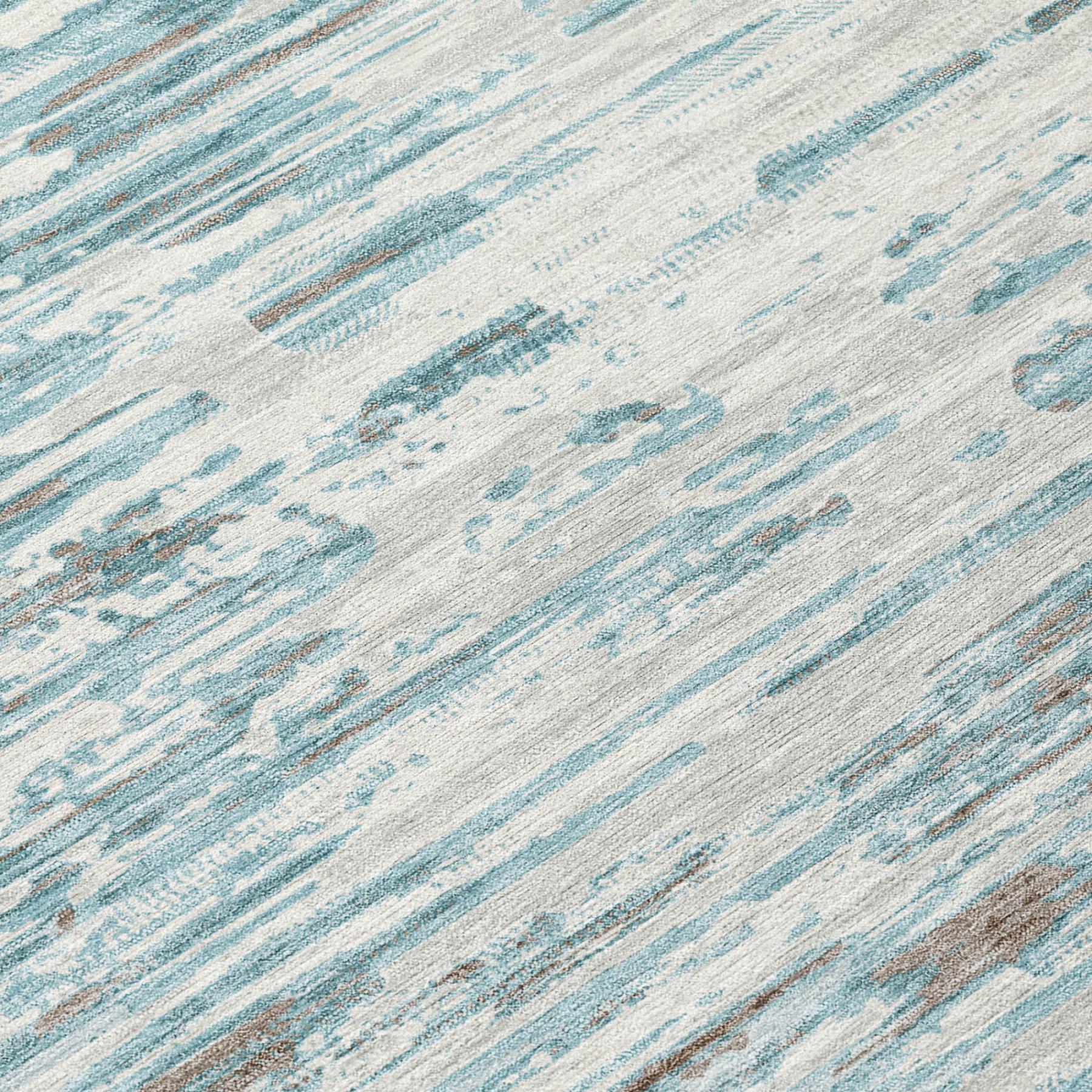 10' X 14' Teal Blue And Pewter Abstract Washable Indoor Outdoor Area Rug Homeroots Outdoor