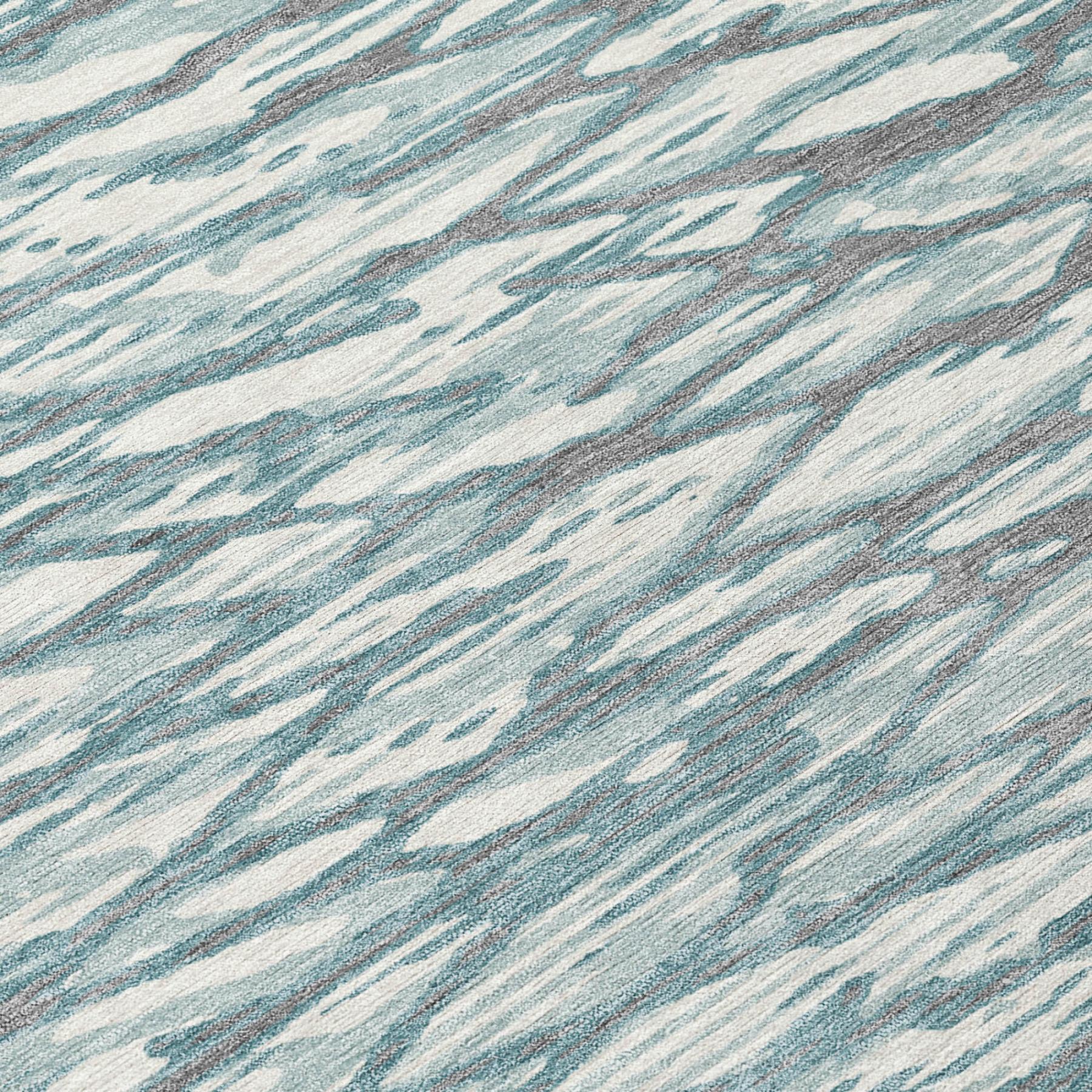 10' X 14' Teal Blue And Pewter Abstract Washable Indoor Outdoor Area Rug Homeroots Outdoor