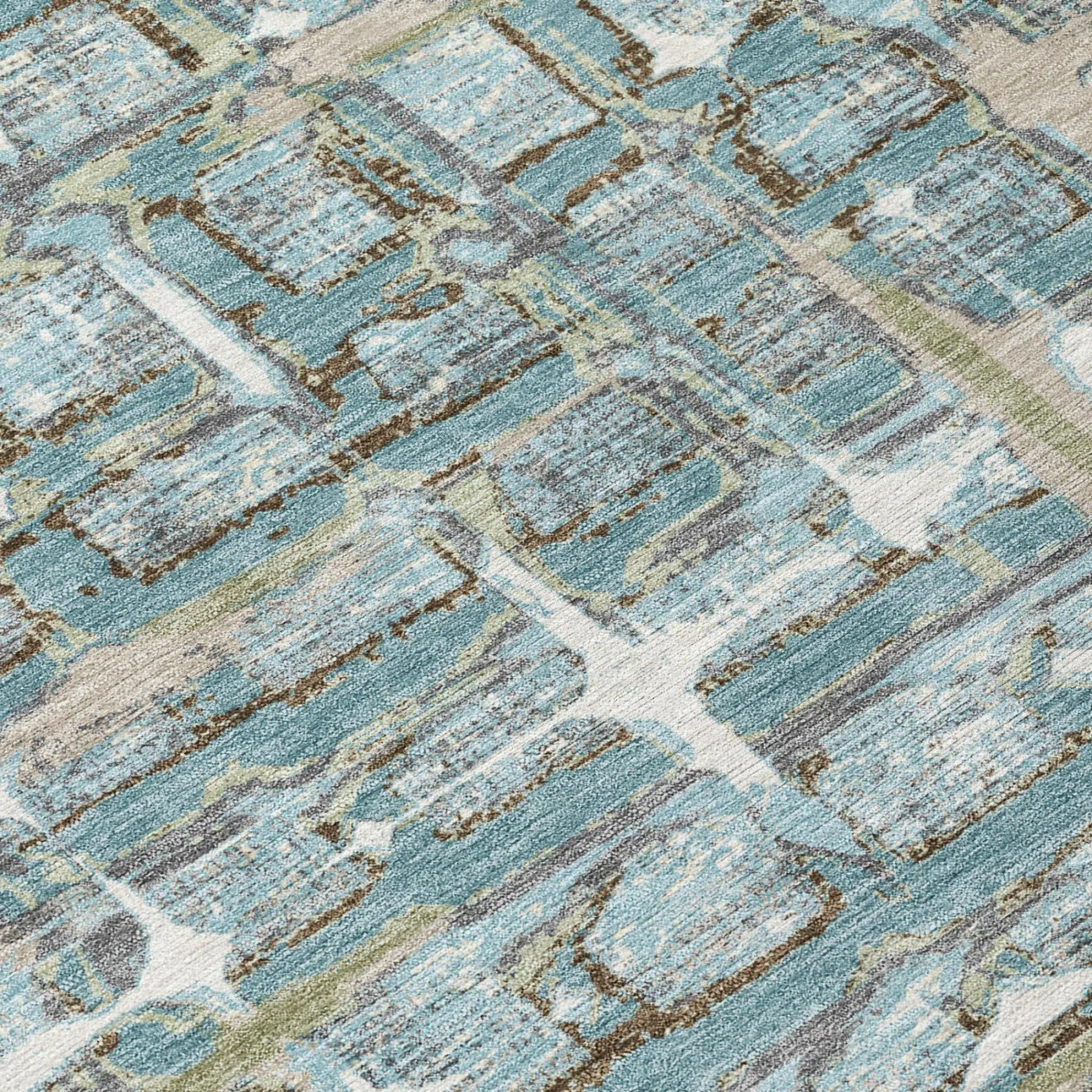 10' X 14' Teal Blue And Pewter Geometric Washable Indoor Outdoor Area Rug Homeroots Outdoor