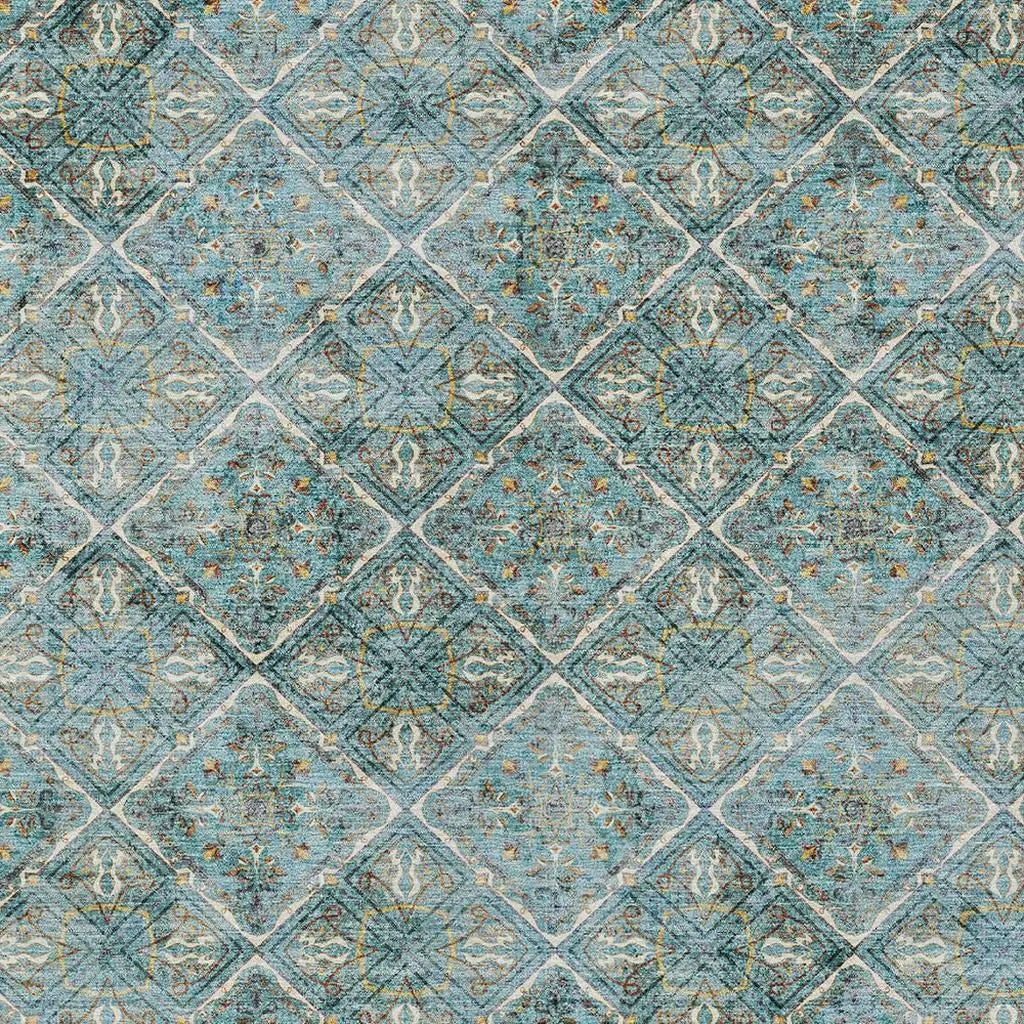10' X 14' Teal Blue And Purple Geometric Washable Indoor Outdoor Area Rug Homeroots Outdoor