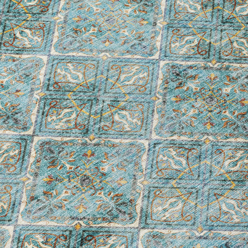 10' X 14' Teal Blue And Purple Geometric Washable Indoor Outdoor Area Rug Homeroots Outdoor