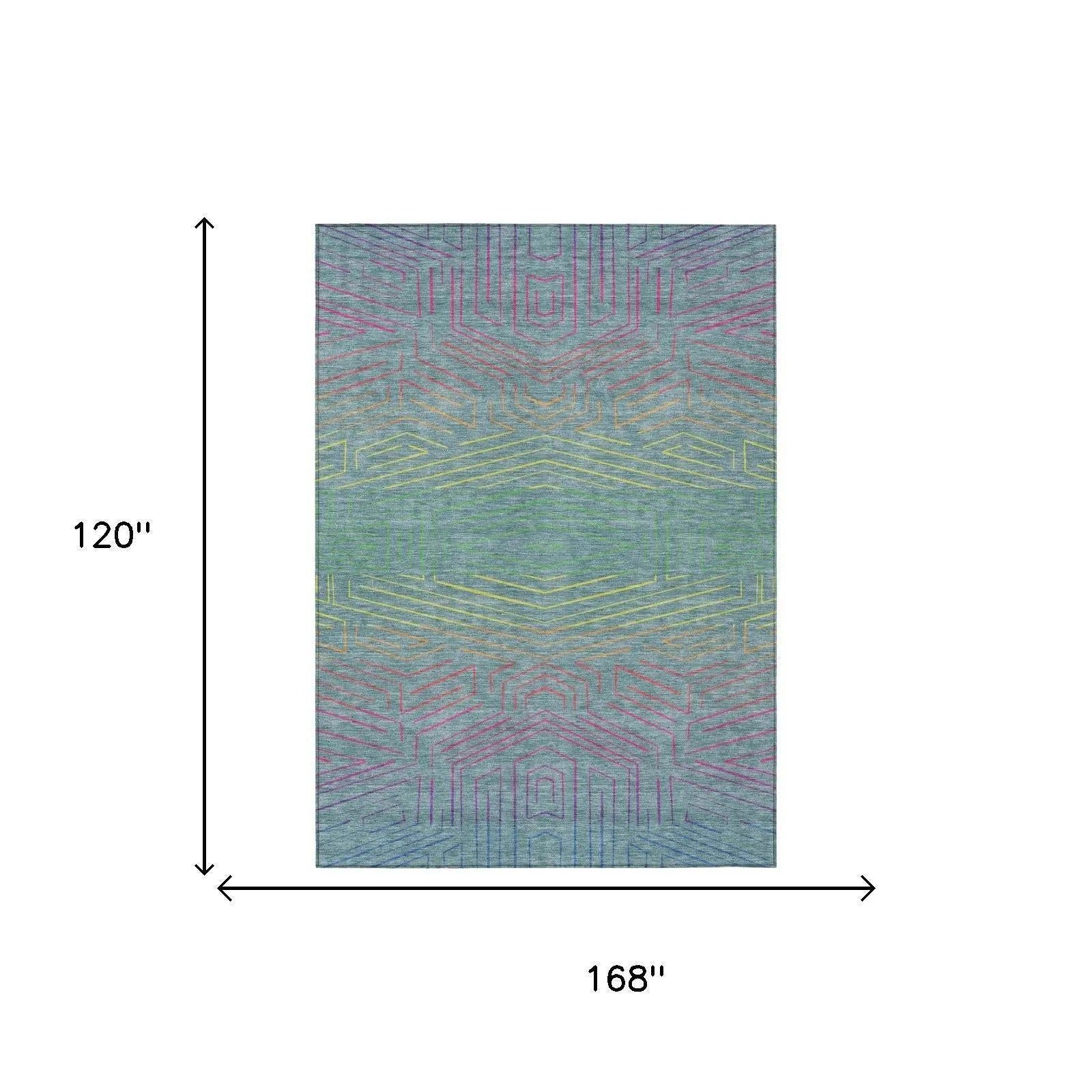 10' X 14' Teal Blue And Purple Geometric Washable Indoor Outdoor Area Rug Homeroots Outdoor