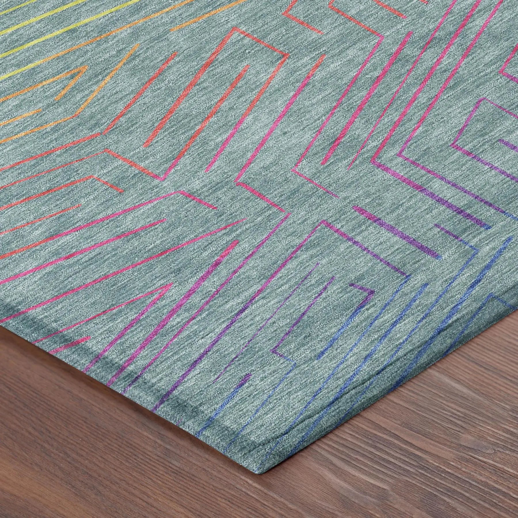 10' X 14' Teal Blue And Purple Geometric Washable Indoor Outdoor Area Rug Homeroots Outdoor