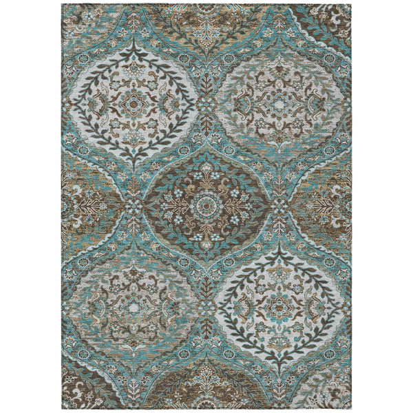 10' X 14' Teal Blue And Purple Ogee Washable Indoor Outdoor Area Rug Homeroots Outdoor