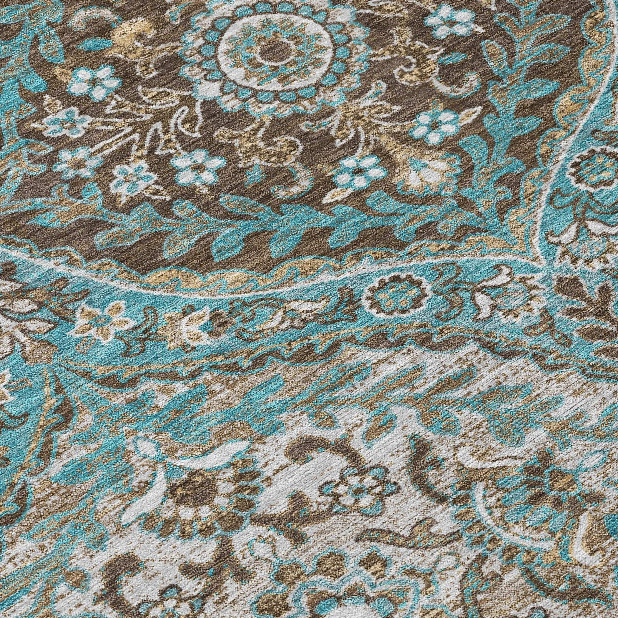 10' X 14' Teal Blue And Purple Ogee Washable Indoor Outdoor Area Rug Homeroots Outdoor