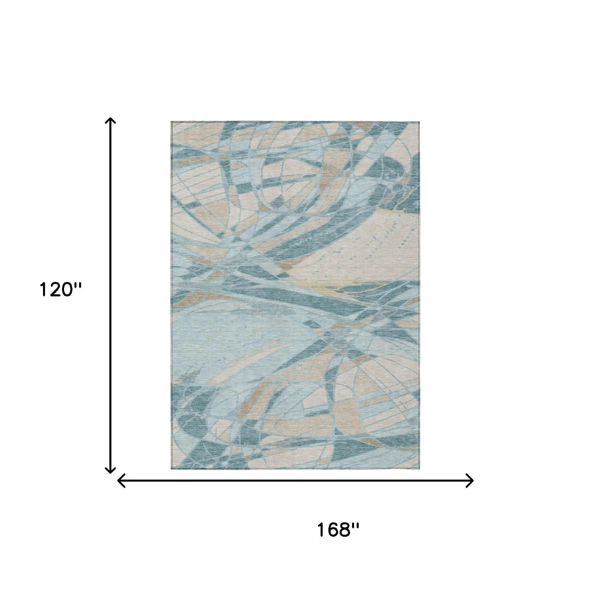 10' X 14' Teal Blue And Silver Abstract Washable Indoor Outdoor Area Rug Homeroots Outdoor
