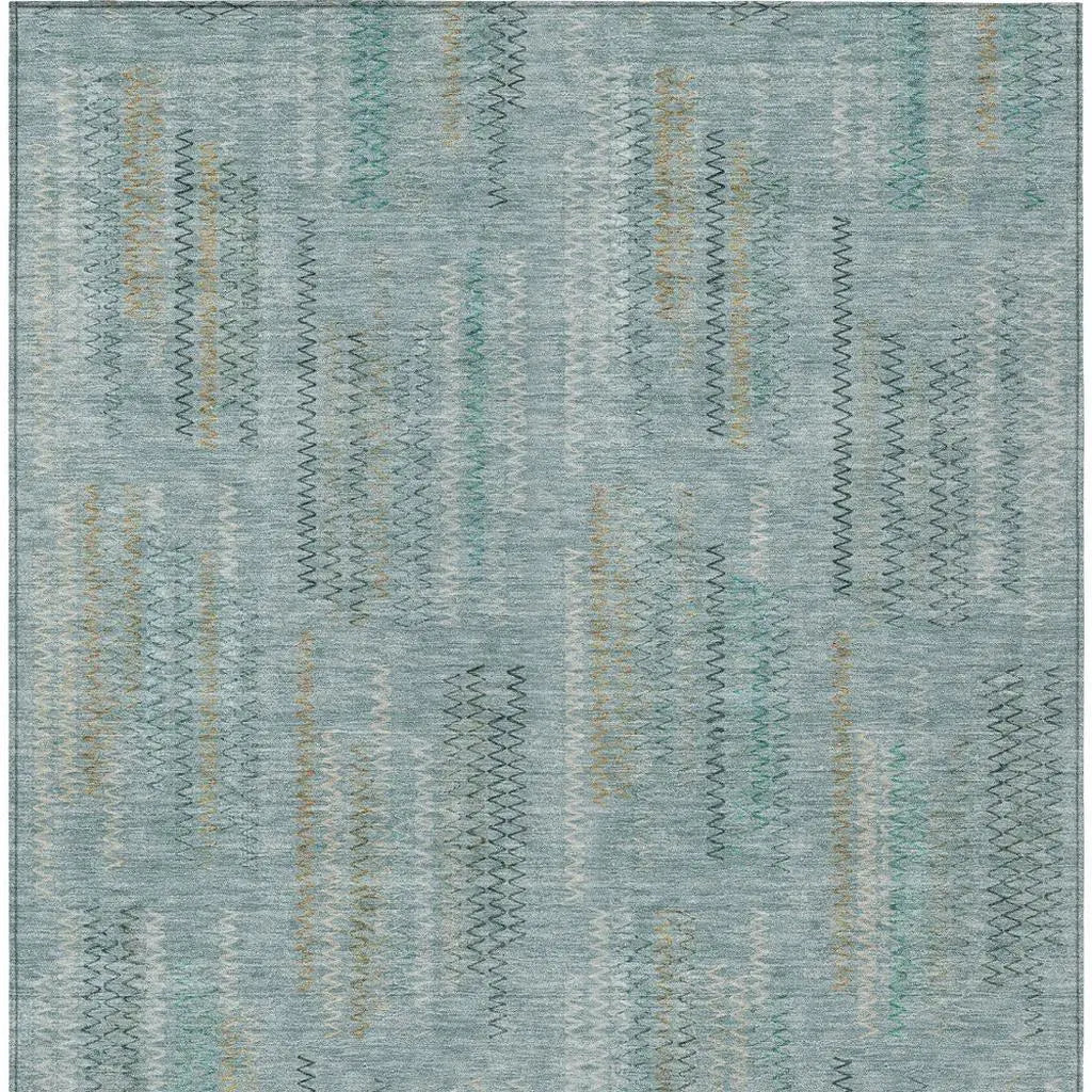 10' X 14' Teal Blue And Silver Abstract Washable Indoor Outdoor Area Rug Homeroots Outdoor