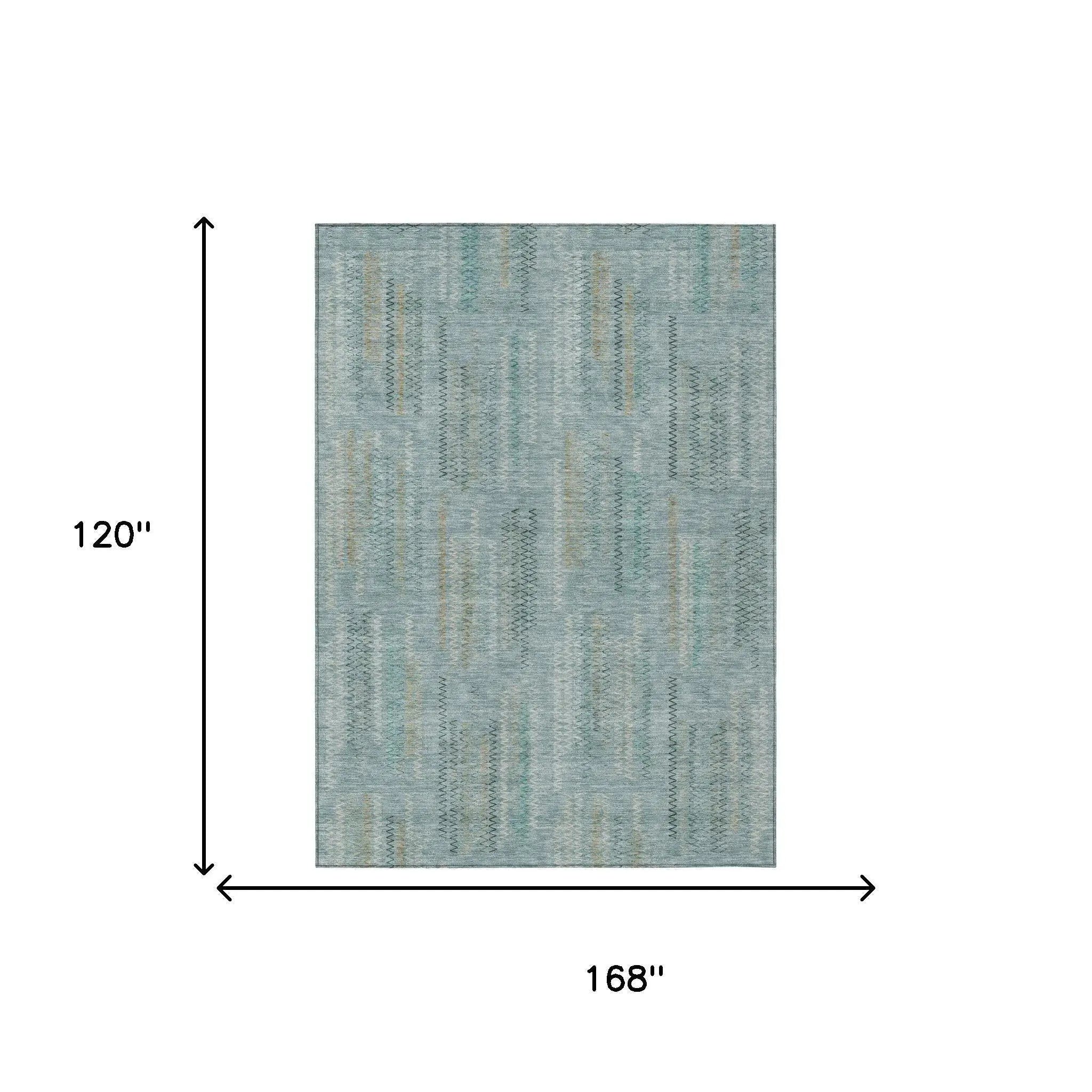 10' X 14' Teal Blue And Silver Abstract Washable Indoor Outdoor Area Rug Homeroots Outdoor