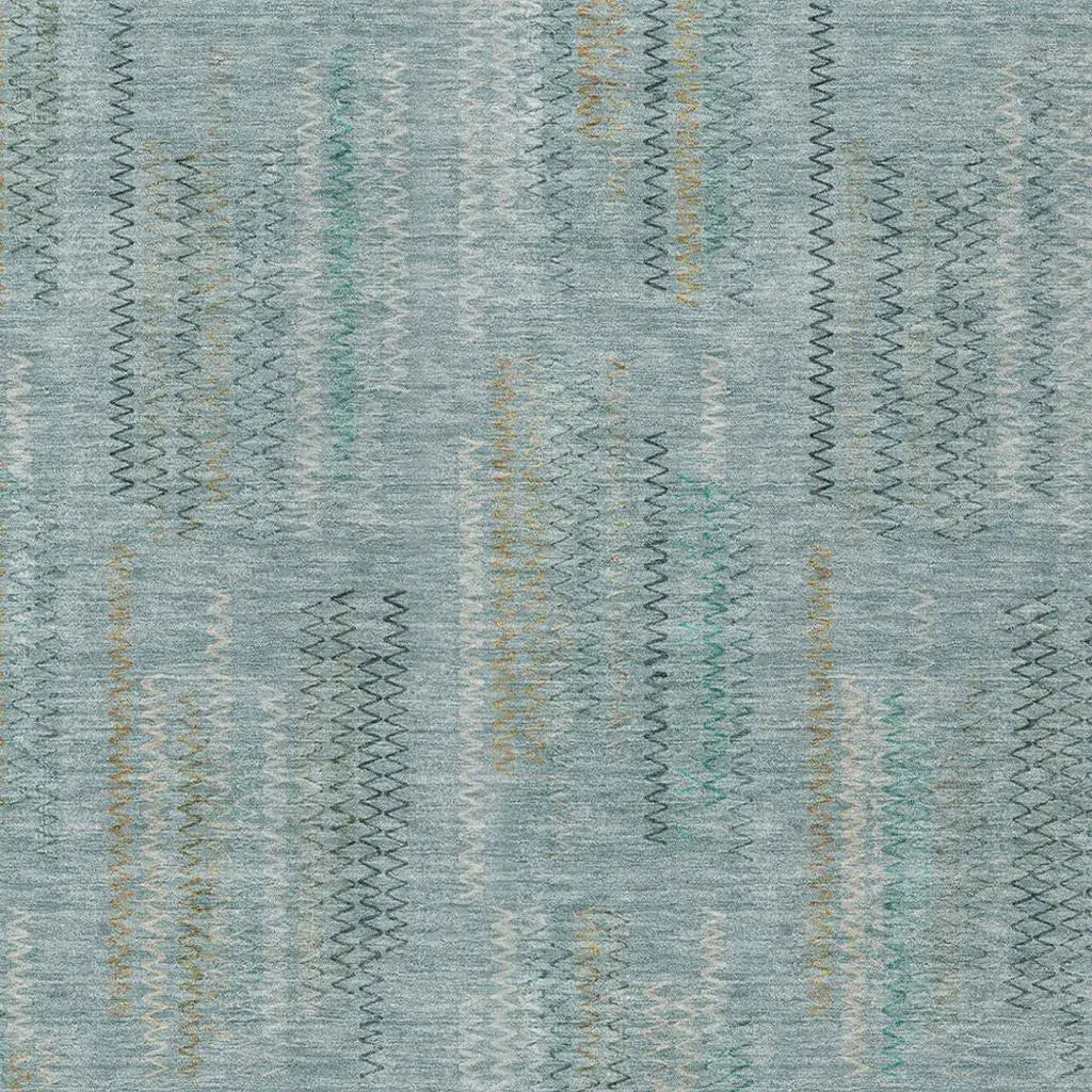 10' X 14' Teal Blue And Silver Abstract Washable Indoor Outdoor Area Rug Homeroots Outdoor