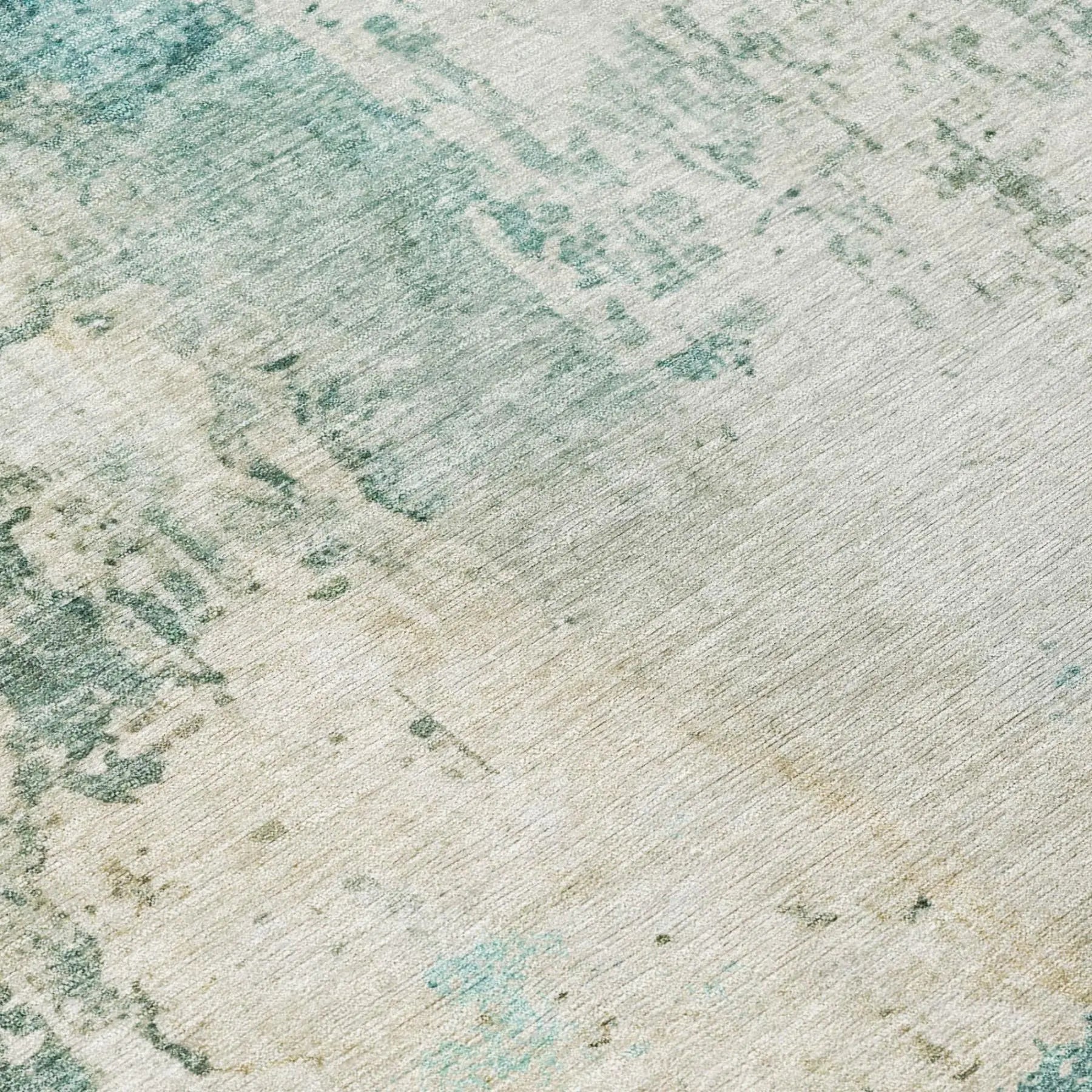 10' X 14' Teal Blue And Silver Abstract Washable Indoor Outdoor Area Rug Homeroots Outdoor