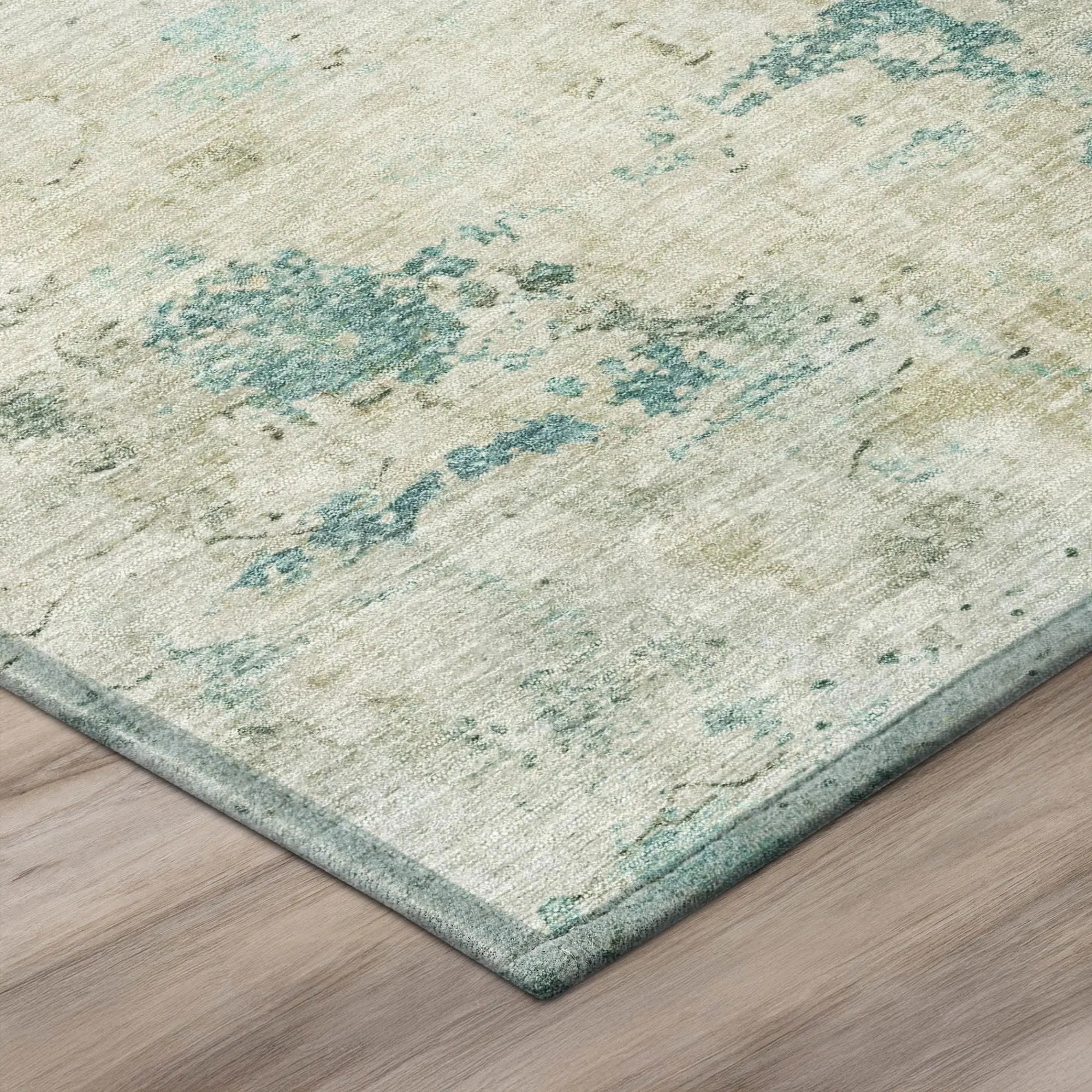 10' X 14' Teal Blue And Silver Abstract Washable Indoor Outdoor Area Rug Homeroots Outdoor