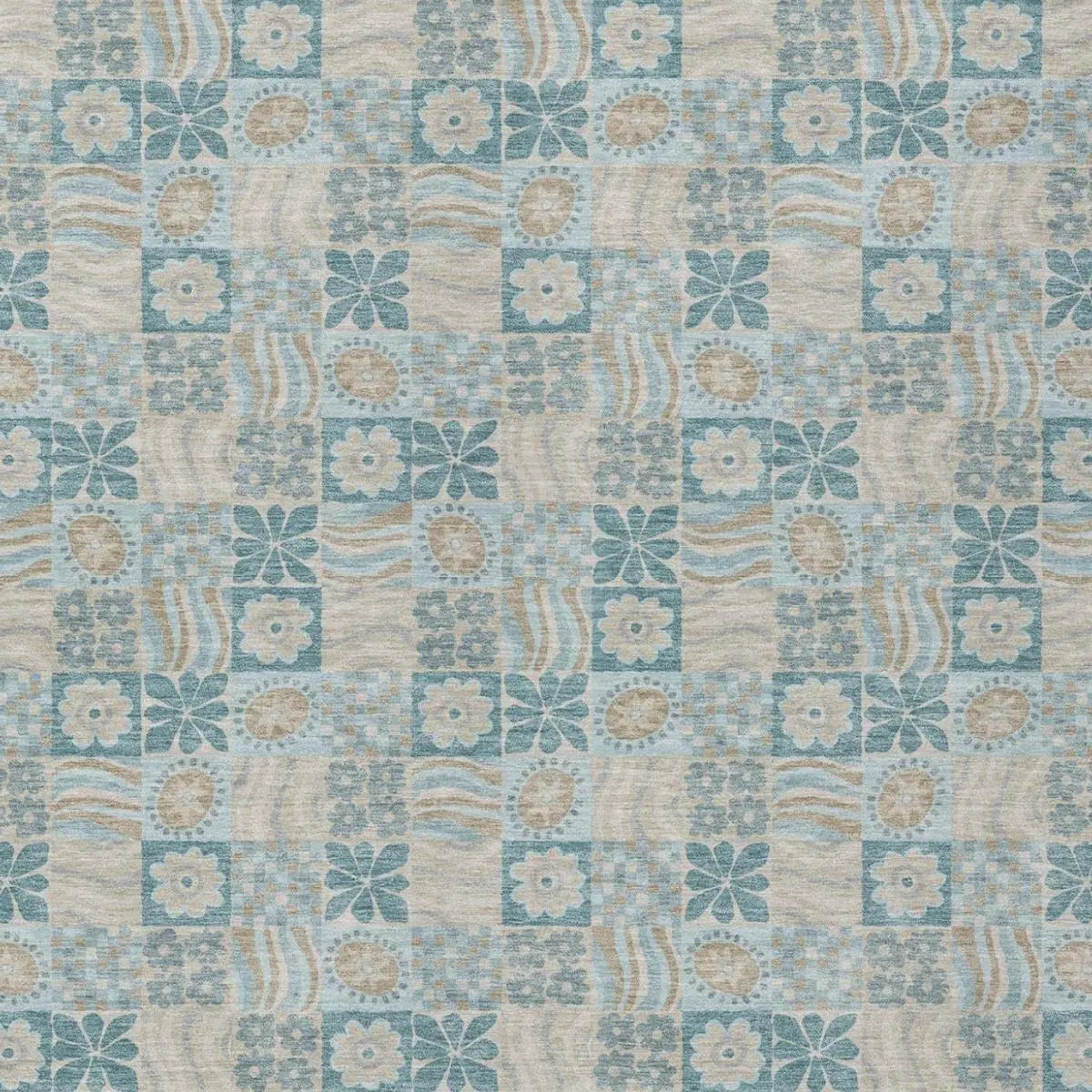 10' X 14' Teal Blue And Silver Floral Washable Indoor Outdoor Area Rug Homeroots Outdoor