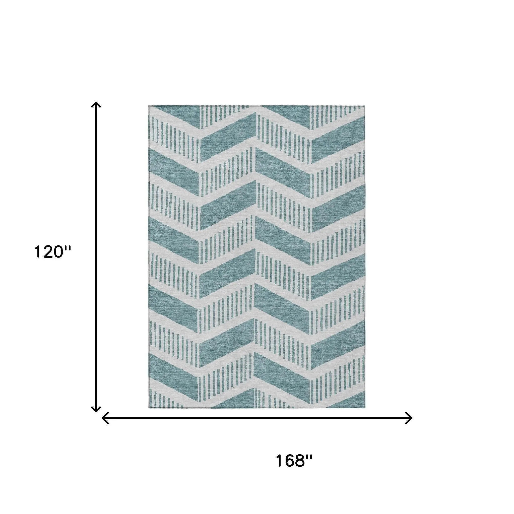 10' X 14' Teal Blue And Silver Geometric Washable Indoor Outdoor Area Rug Homeroots Outdoor