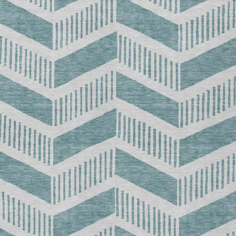 10' X 14' Teal Blue And Silver Geometric Washable Indoor Outdoor Area Rug Homeroots Outdoor