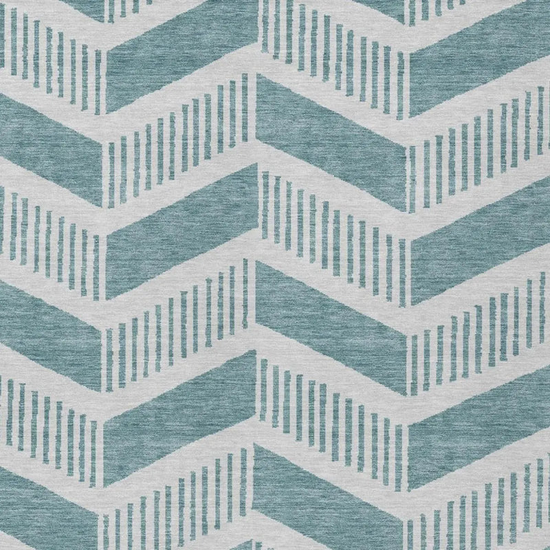 10' X 14' Teal Blue And Silver Geometric Washable Indoor Outdoor Area Rug Homeroots Outdoor