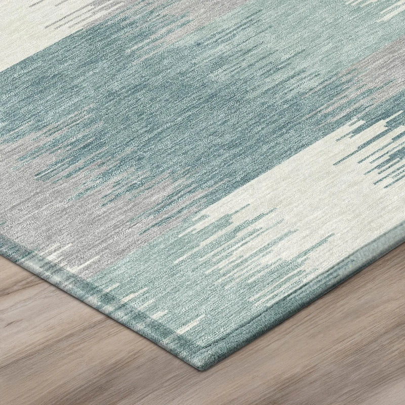 10' X 14' Teal Blue And Silver Geometric Washable Indoor Outdoor Area Rug Homeroots Outdoor